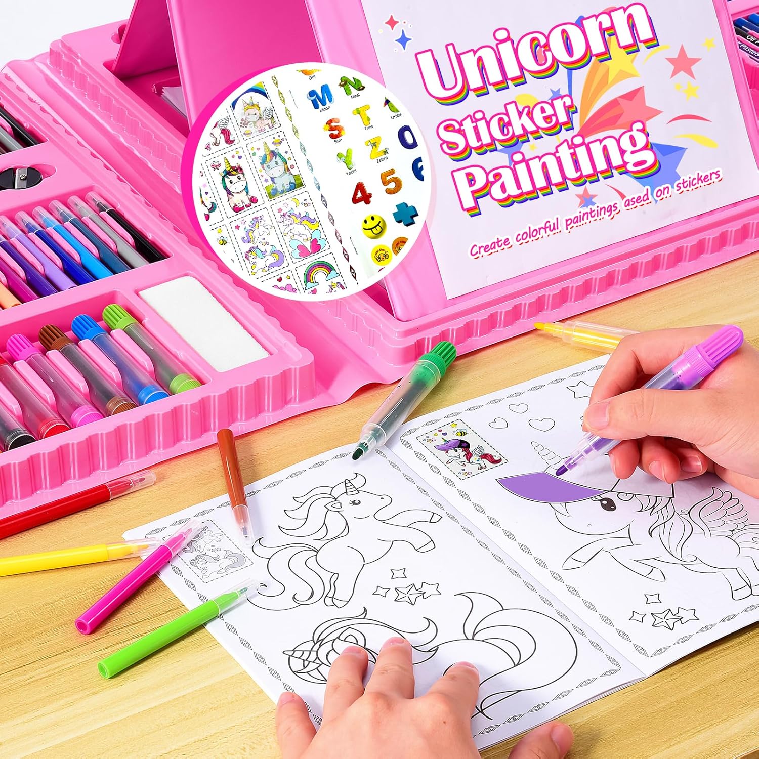 Thumbnail 4 de HappyGoLucky Unicorn Gifts for Girls – 208-Piece Art Set for Kids Aged 3–9