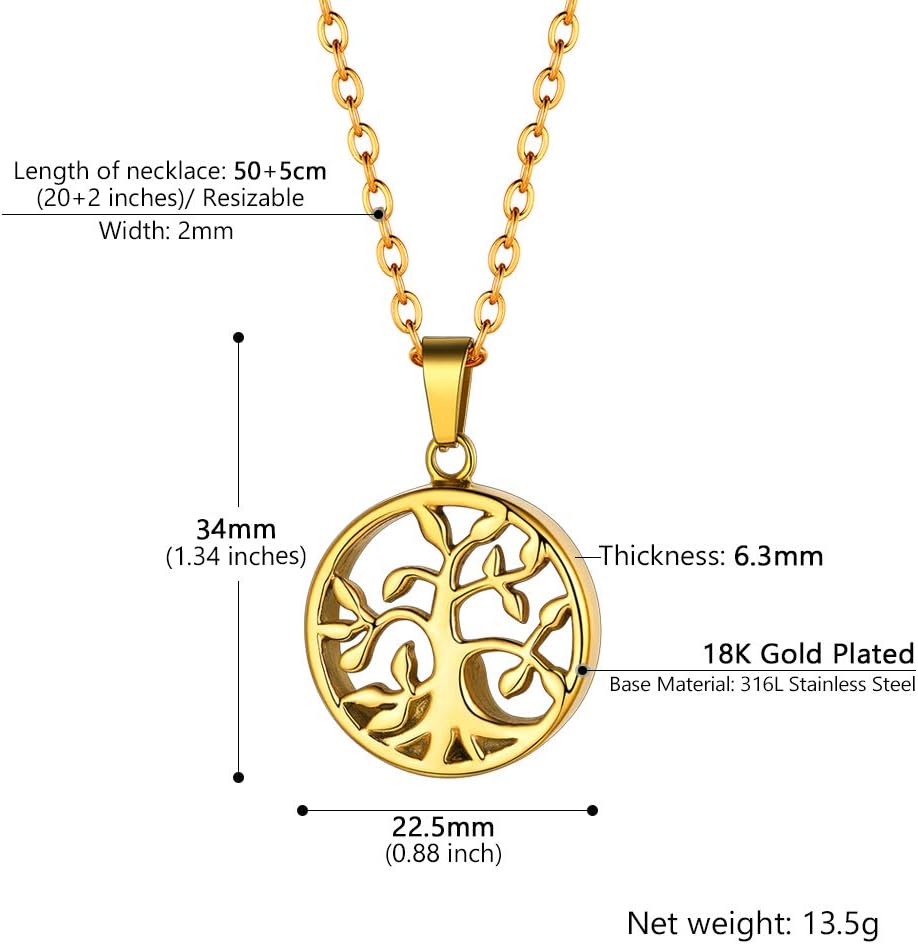 Thumbnail 4 de PROSTEEL Collier urne avec pendentif arbre de vie (acier inox 316L, plaqué or 18K) personnalisable