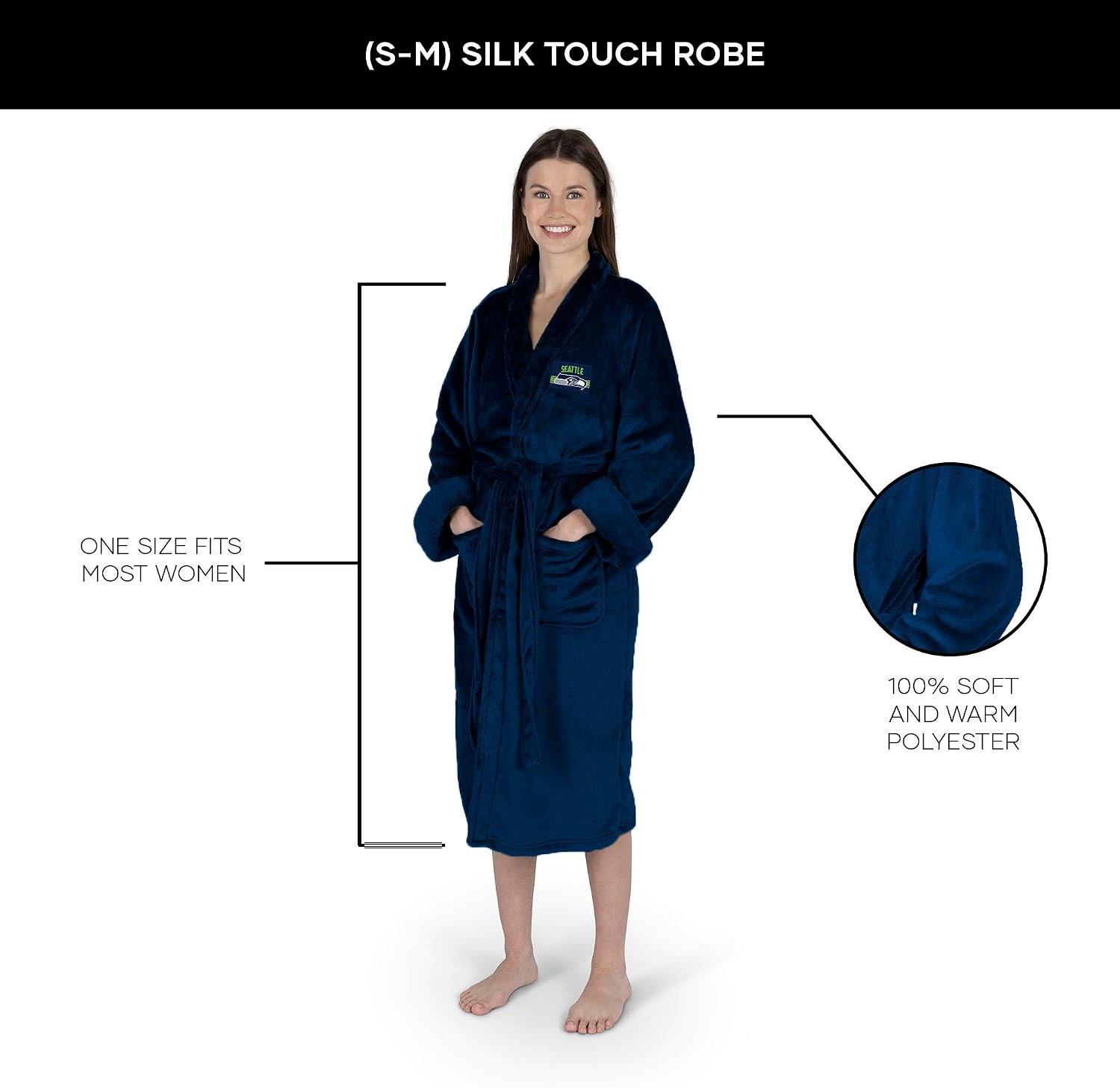 Detalle 1 de NFL Silk Touch Women’s Robe S/M with Official Team Logo Patch