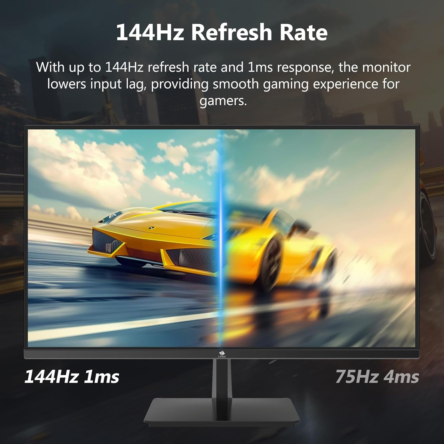 Detalle de Z-Edge 28 Zoll 4K 144Hz Gaming Monitor – UHD IPS mit HDR10, FreeSync und HDMI 2.1