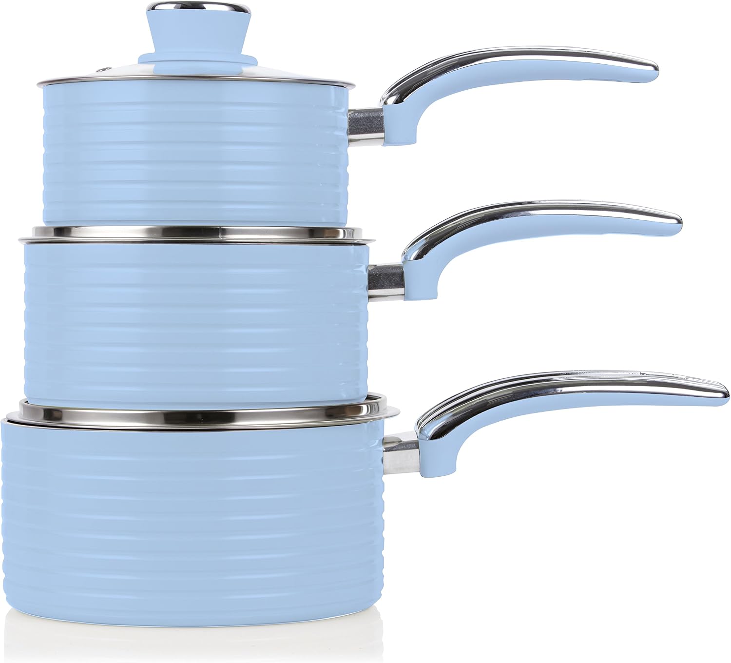 Detalle de Swan SWPS3020BLN induction saucepan set 3 pcs