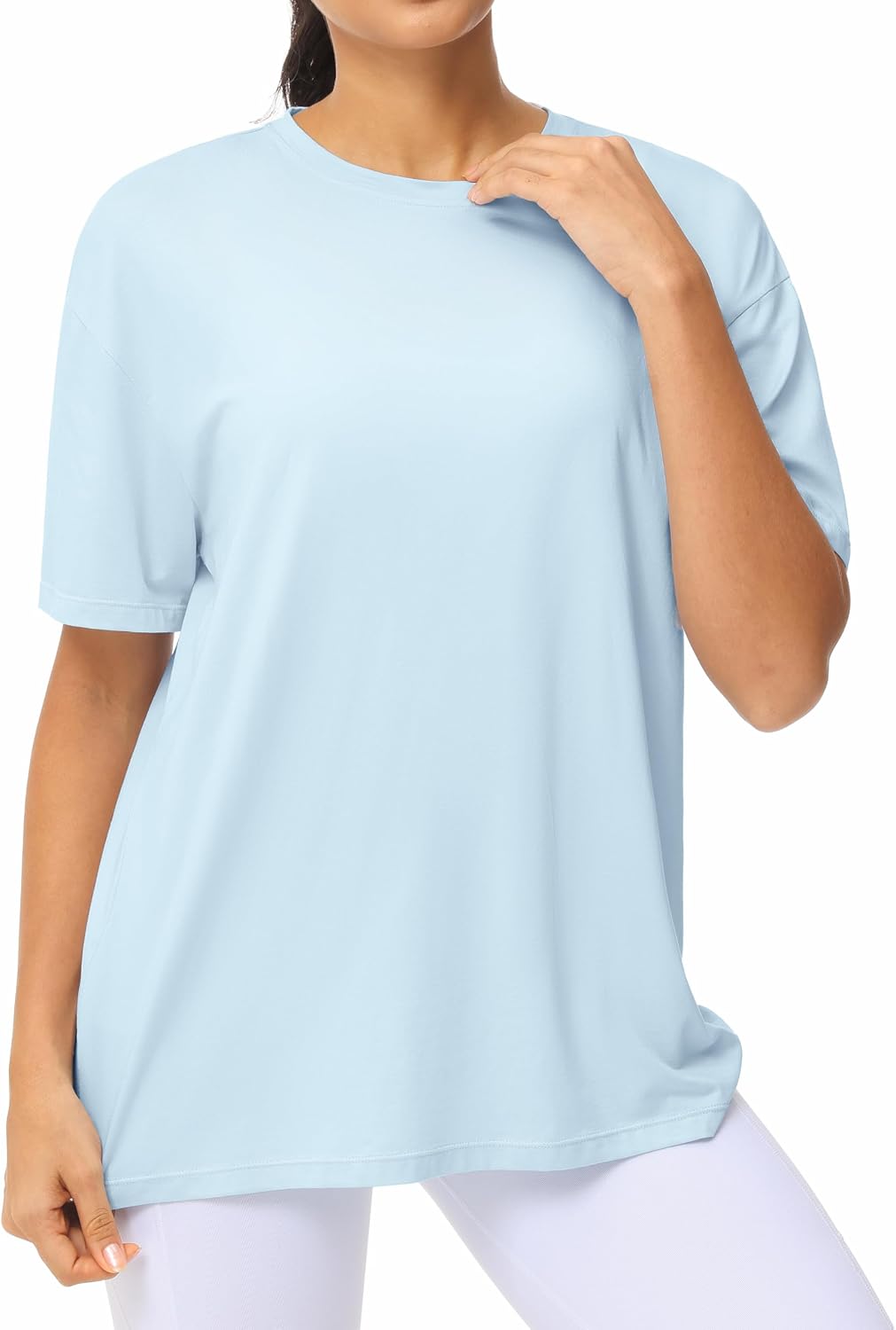 Detalle de THE GYM PEOPLE oversized katoenen dames-T-shirt met korte mouwen