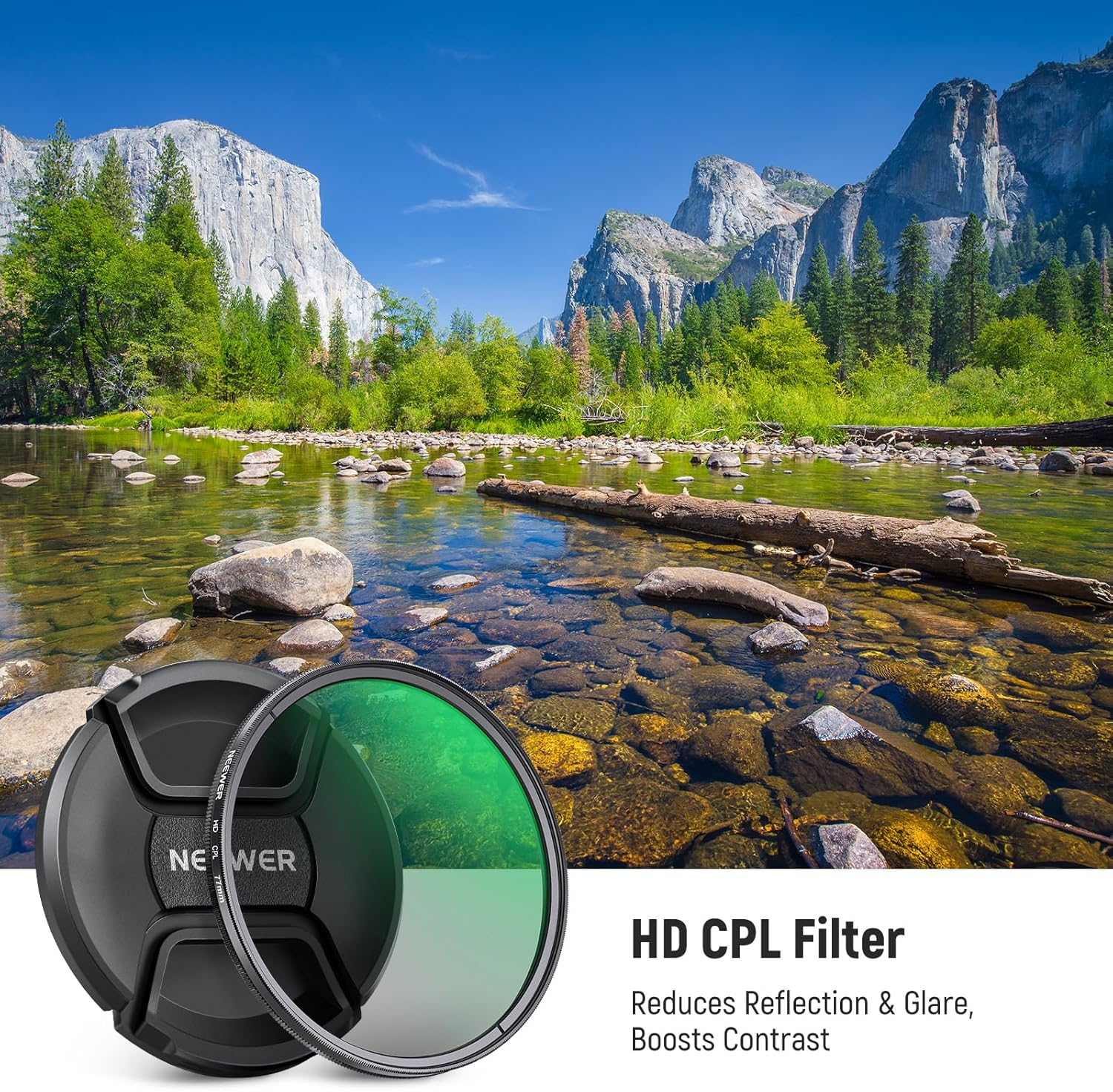 Thumbnail 1 de NEEWER Filtro CPL circolare 77 mm con copriobiettivo: riduce riflessi e migliora contrasto e colori
