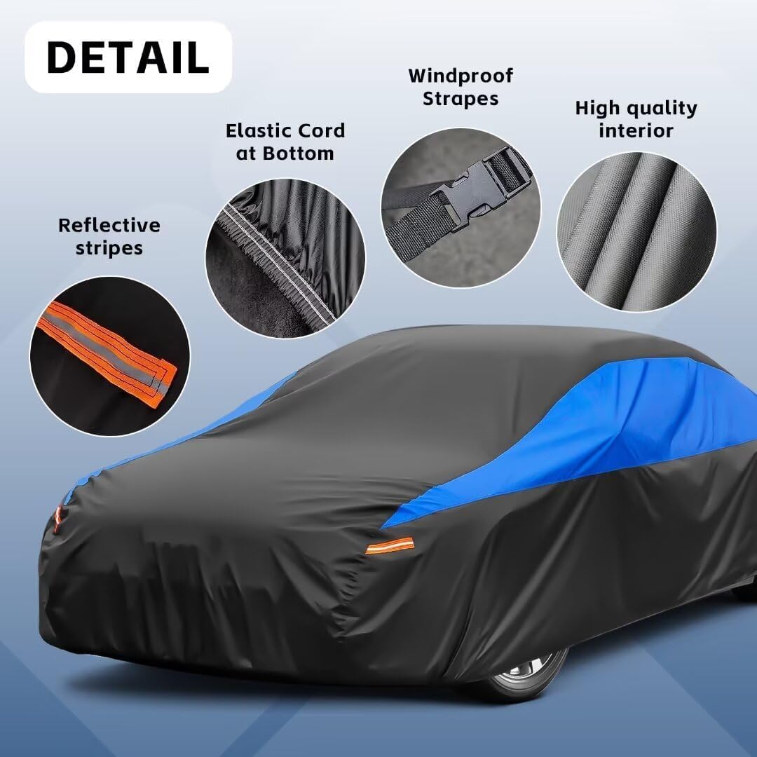 Detalle de GUNHYI Telo Copriauto Impermeabile e Traspirante per VW Tiguan Allspace — Protezione completa 4 stagioni in nero/blu