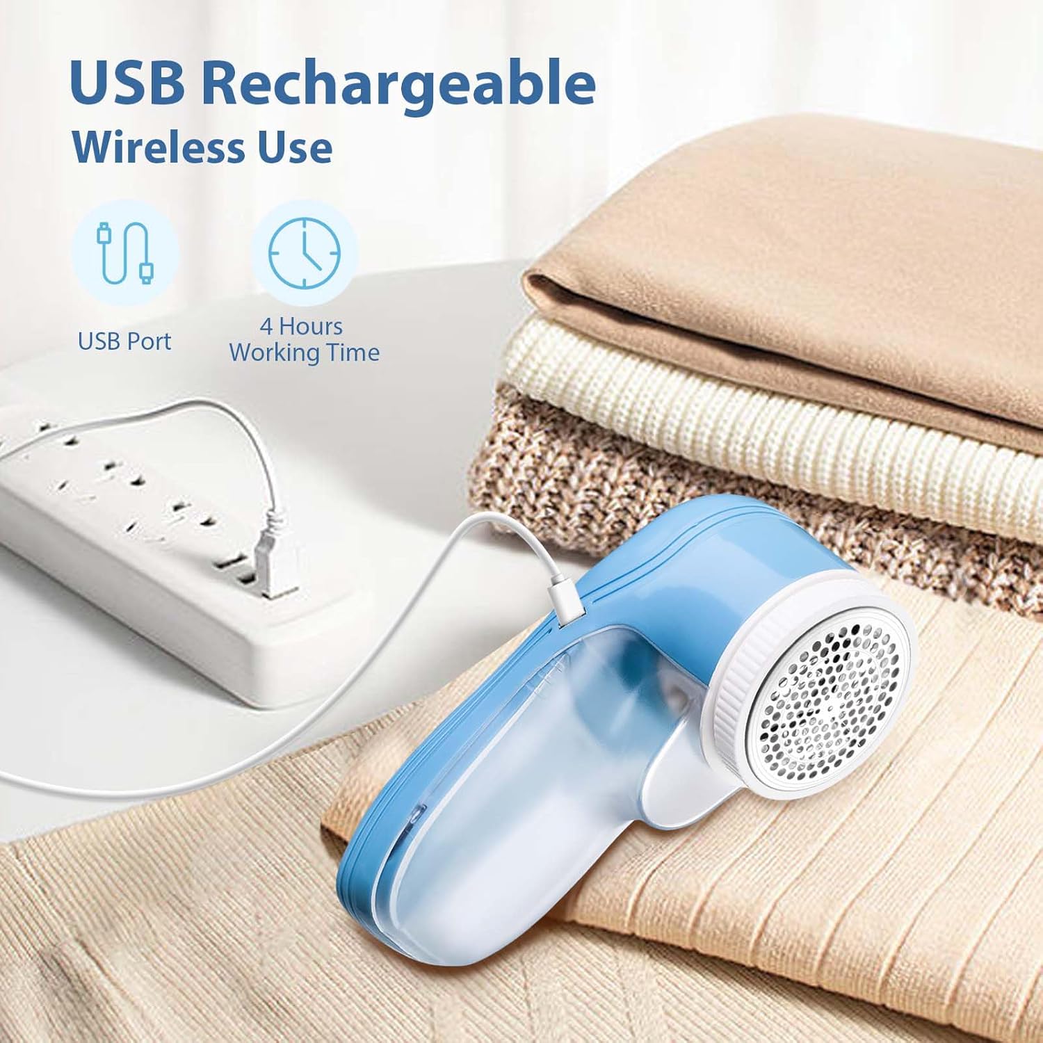 Thumbnail 4 de Tiptop Home Rasoir Anti Bouloche électrique rechargeable à 3 lames remplaçables