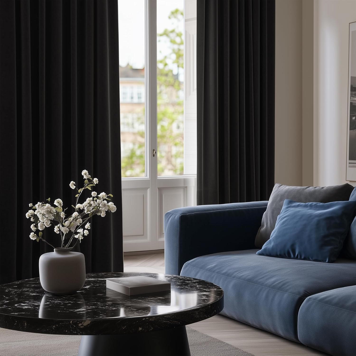 Detalle de Deconovo Black Curtains 52 x 84 inch blackout curtains 🪟