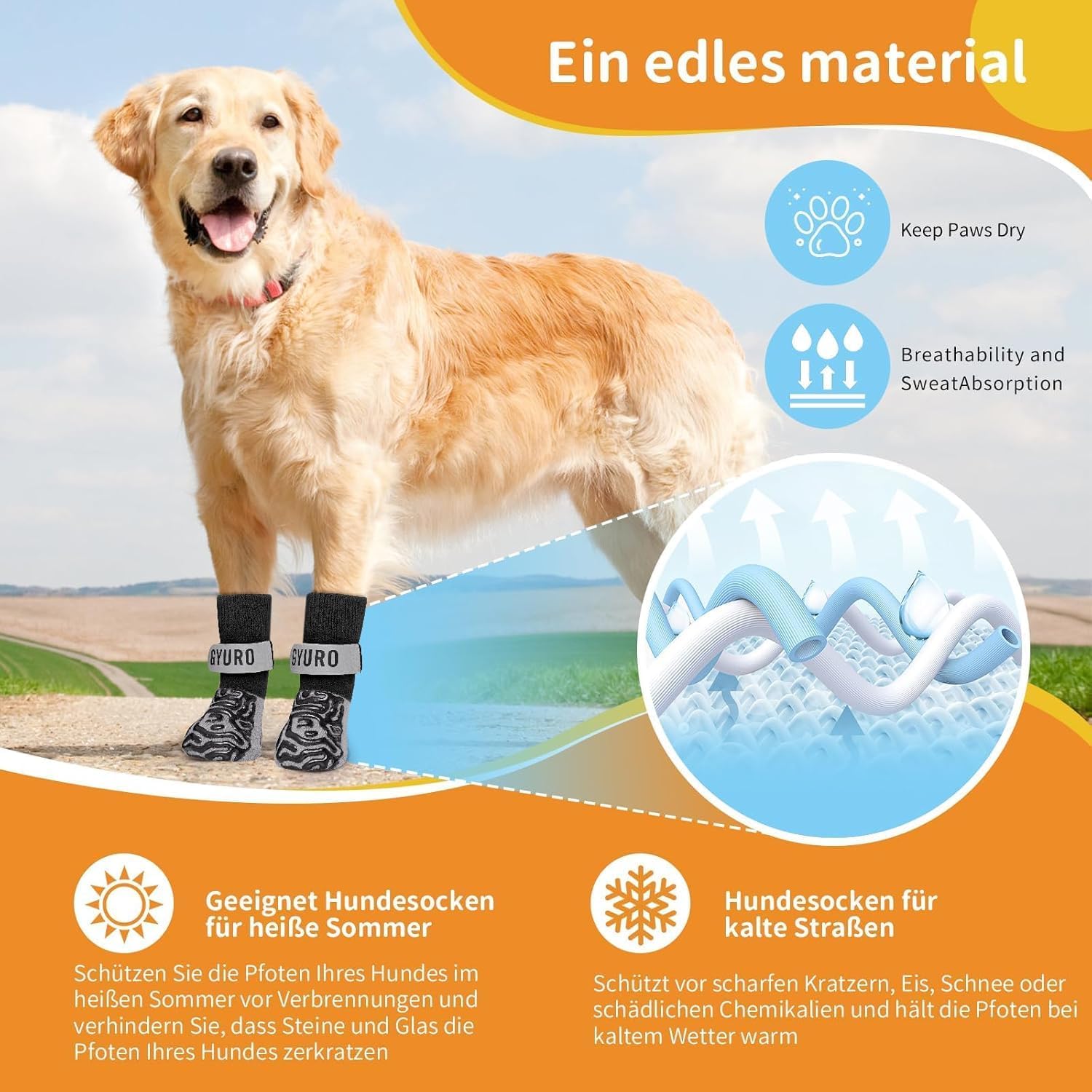 Detalle de GYURO Hundesocken mit Silikon, 2 Paar