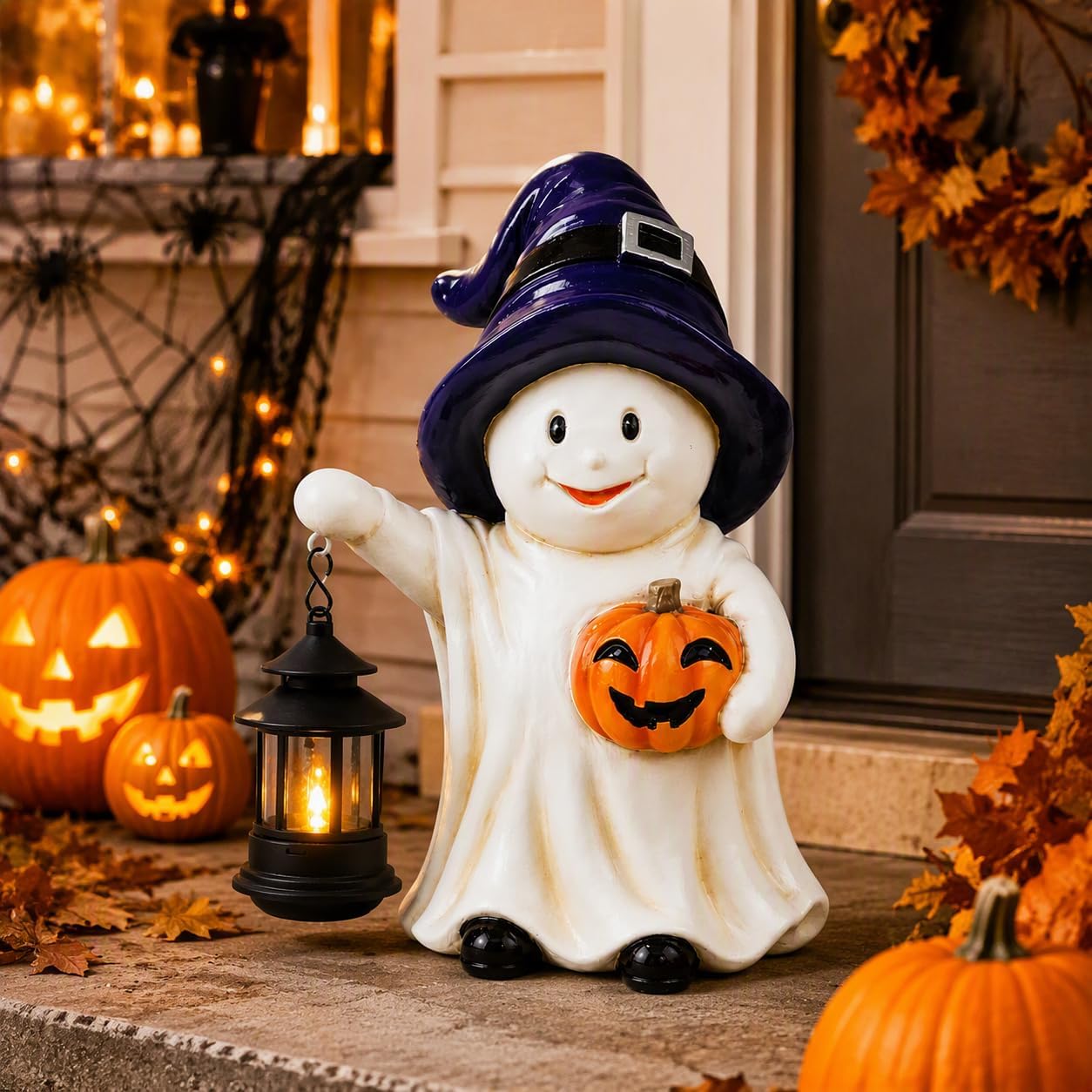 Thumbnail 2 de TERESA'S COLLECTIONS 10.6" Solar Halloween Ghost Statue with Lantern