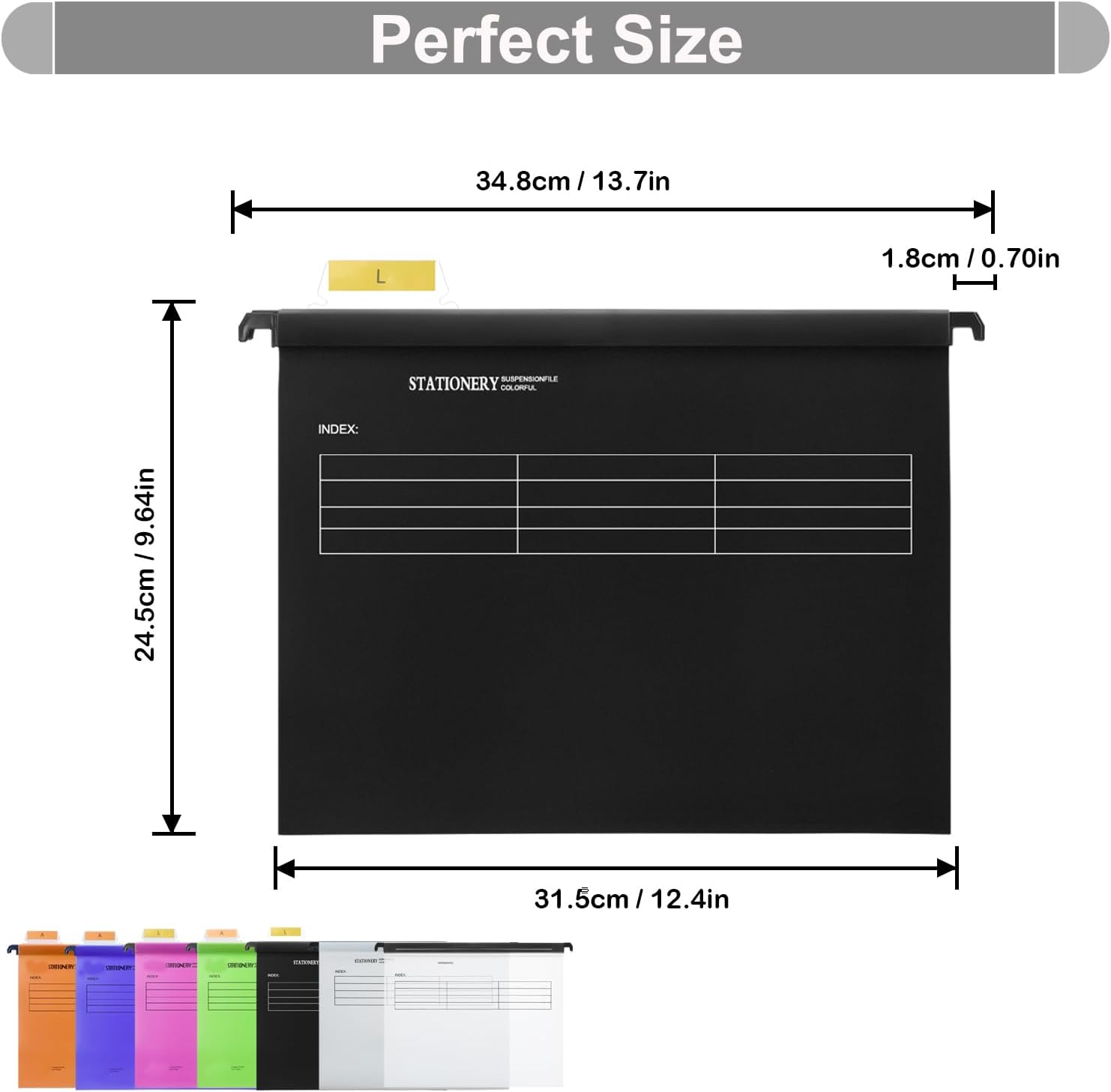 Thumbnail 1 de Hiziwimi 24Pcs A4 Suspension Files – Colour‑coded PP Filing System for 34.8cm wide File Holders
