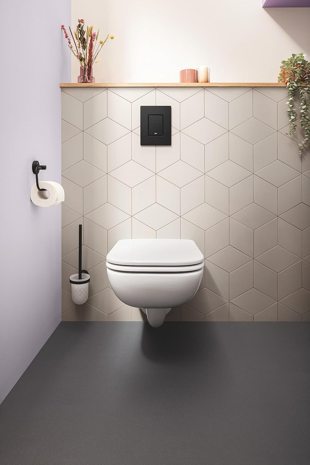 Thumbnail 1 de GROHE QuickFix Start – Dérouleur de Papier Toilette mural noir mat, 44 x 119 mm
