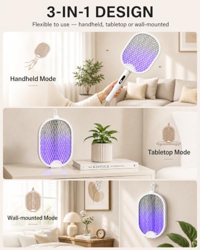 Thumbnail 1 de WOCVRYY Electric Fly Swatter 4000V: USB-C Rechargeable Foldable Mosquito Zapper