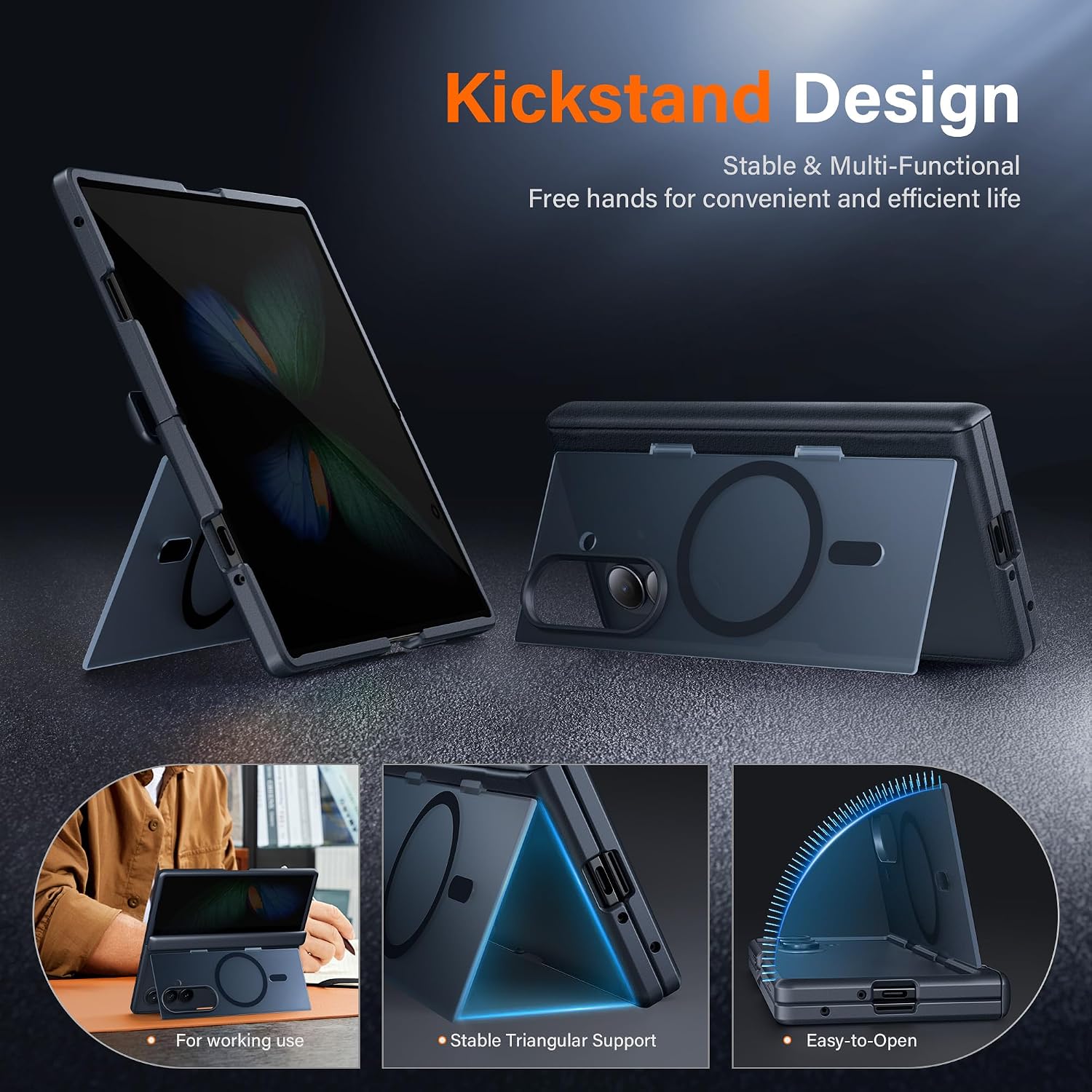 Detalle de MOBOSI FOLD8 Ultra Samsung Galaxy Z Fold 8 Ultra用ケース プライバシー保護・ヒンジカバー・折りたたみスタンド付き