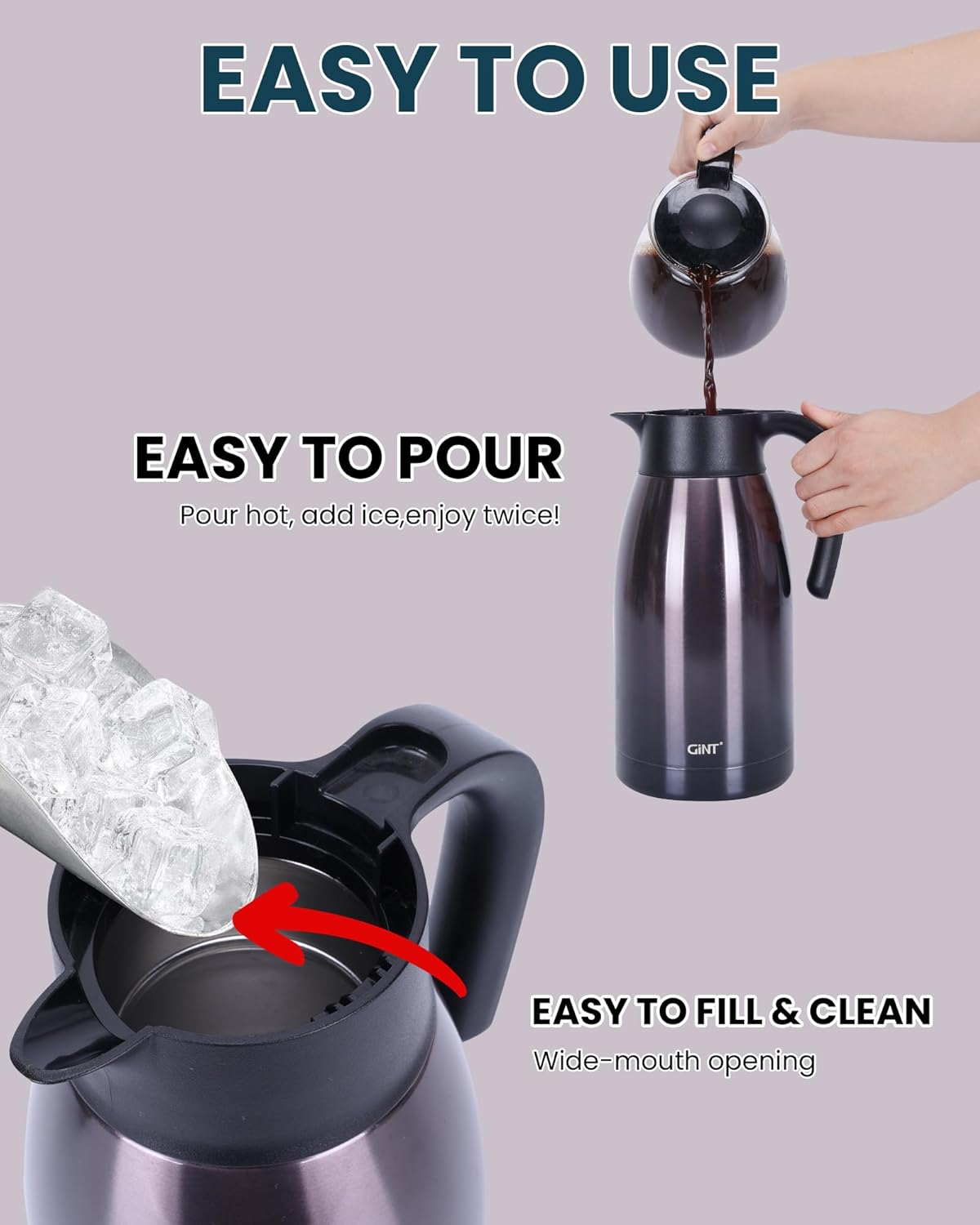Thumbnail 6 de GiNT 1.9L (64oz) Thermal Coffee Carafe in Purple — Double-Walled Vacuum Insulated Stainless Steel