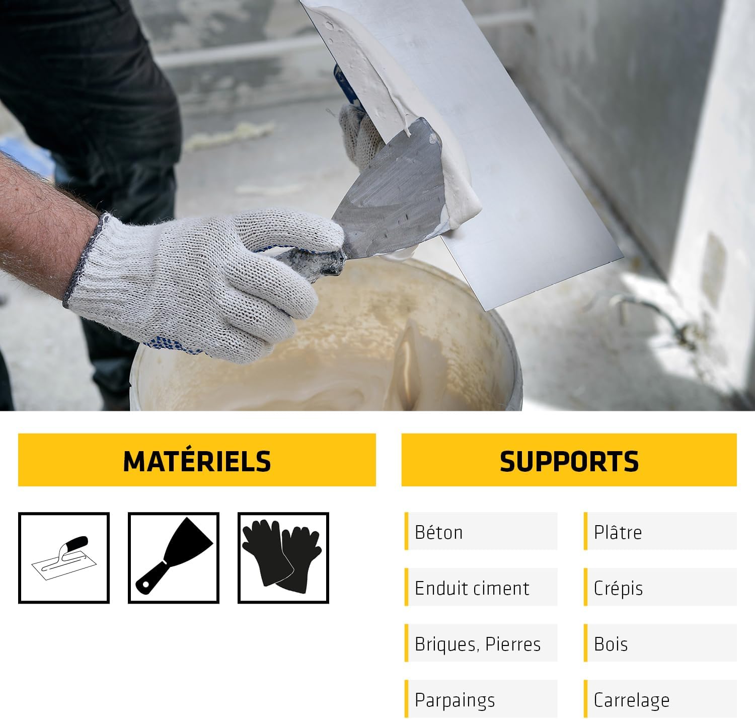 Detalle de SIKA Enduit multifonction SikaWall 384 MP Blanc – 5 kg, prêt à l’emploi pour garnissage, lissage et collage de bandes à joints