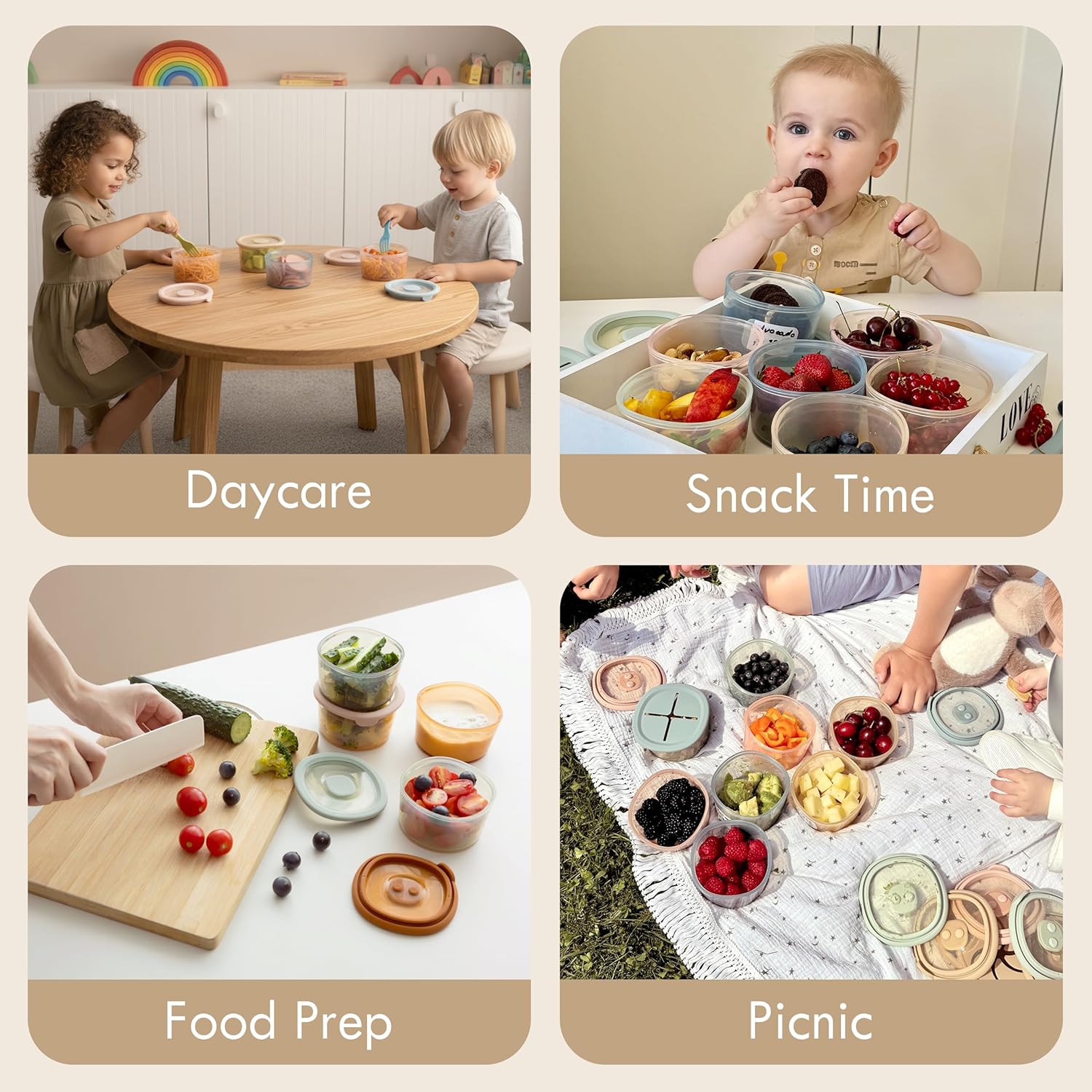 Thumbnail 3 de Moonkie Silicone Baby Food Containers | 240 ml, 6-Pack with Airtight Lids and Snack Lid