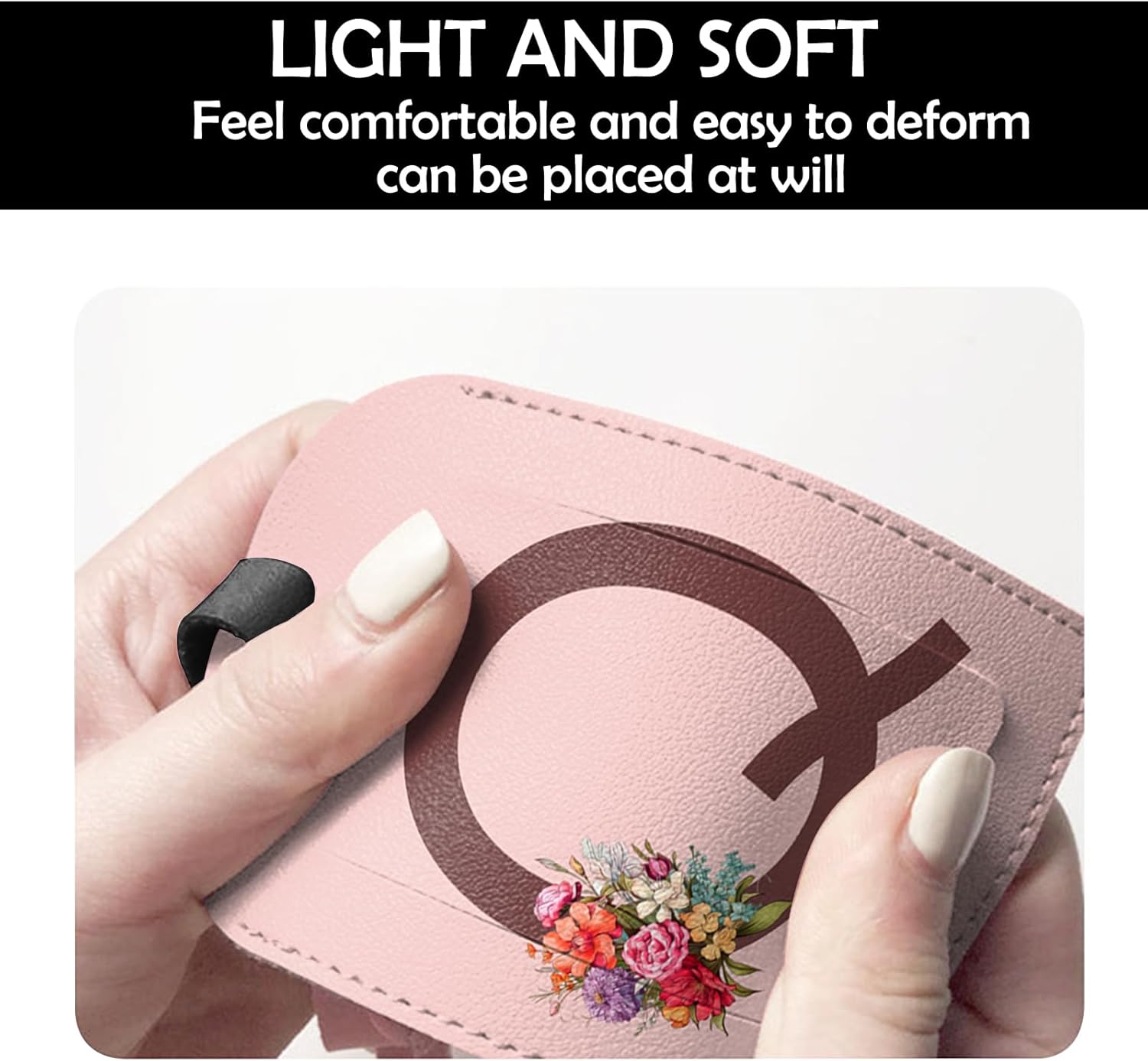 Thumbnail 3 de Deokke 2 Pack Initial Letter Luggage Tag with Monogram PU Leather – Pink (Q)