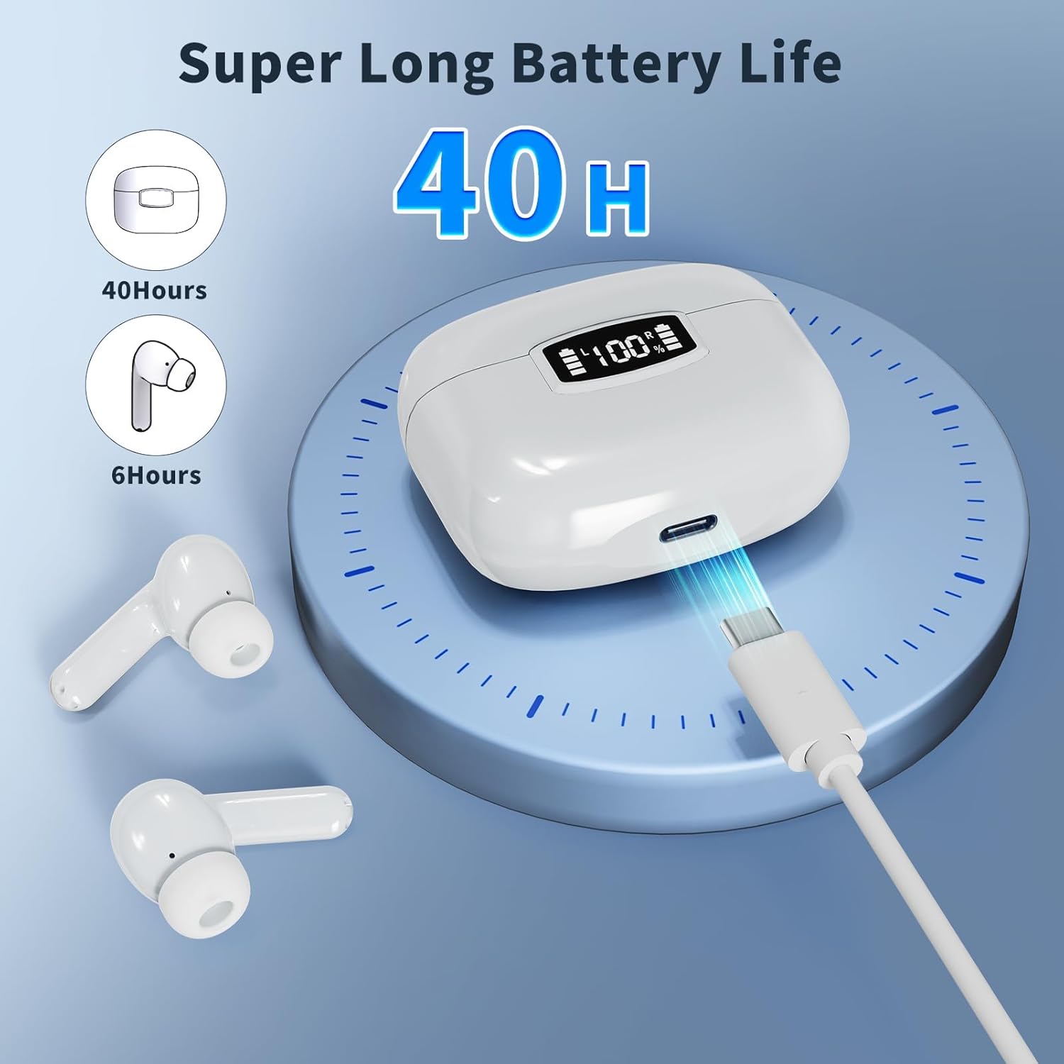Thumbnail 1 de Wireless Earbuds with Bluetooth 5.3, ENC Noise Reduction and 40H Playtime