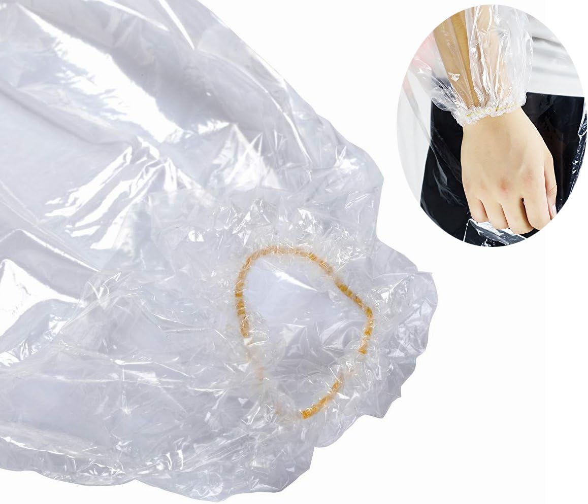 Detalle de LEBEXY Einweg Regenponcho mit Kapuze Transparent – 5 Stück