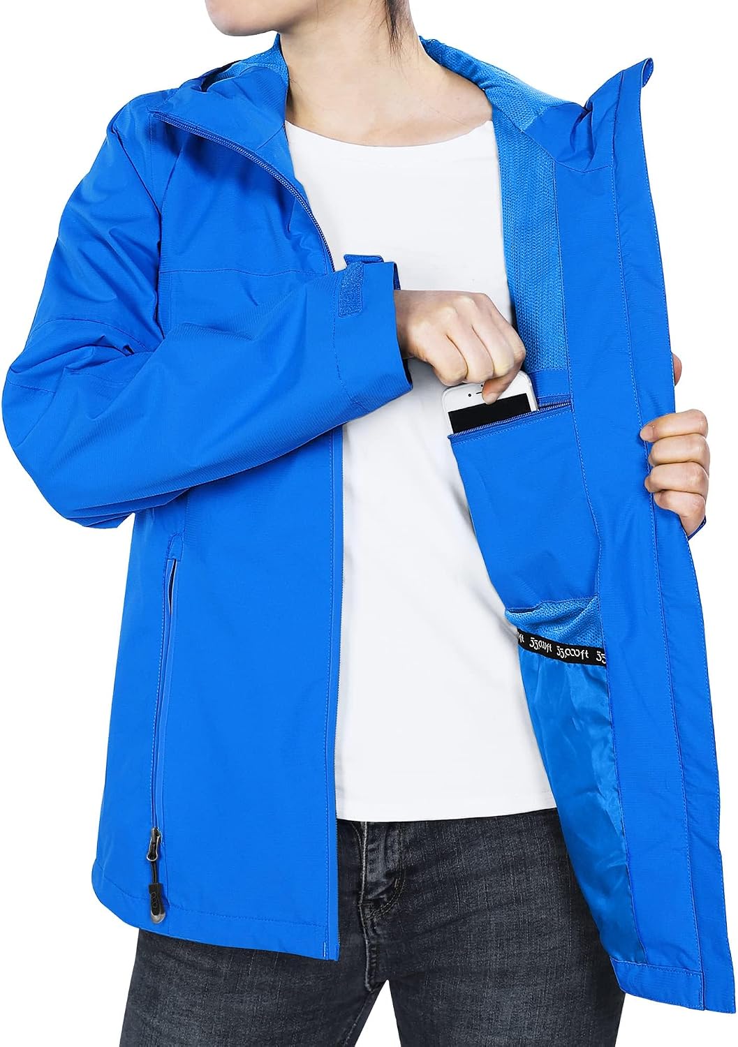 Detalle de 33,000ft Damen Regenjacke wasserdicht & atmungsaktiv – leichte Outdoorjacke mit Kapuze
