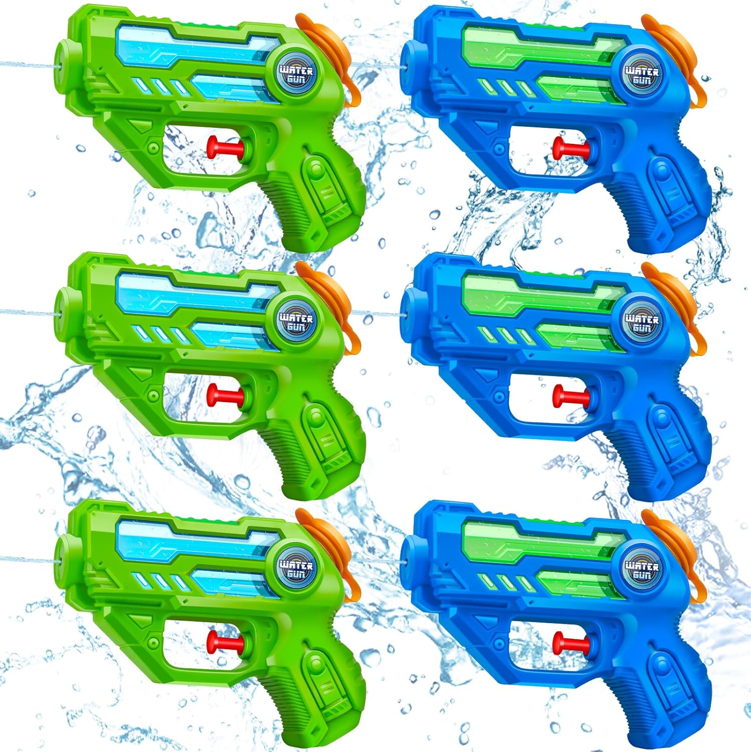 Pistole Acqua Doviden_Mini per Bambini – Set da 6 pezzi, gittata 7 m, giochi estivi in piscina/spiaggia