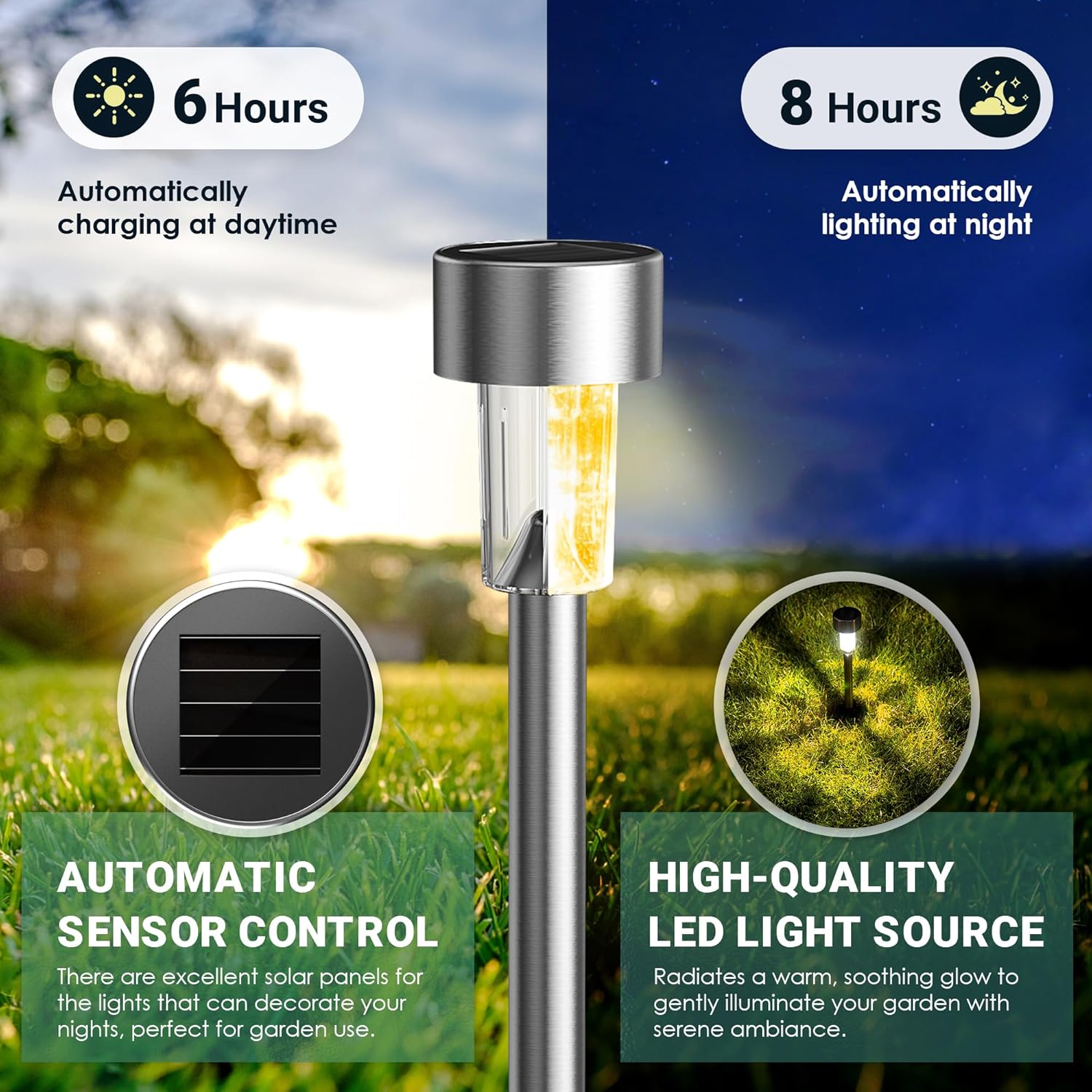 Thumbnail 4 de GIGALUMI Solarlampen für außen – 12er-Set Solar-Gartenleuchten warmweiß (3500K) mit IP44