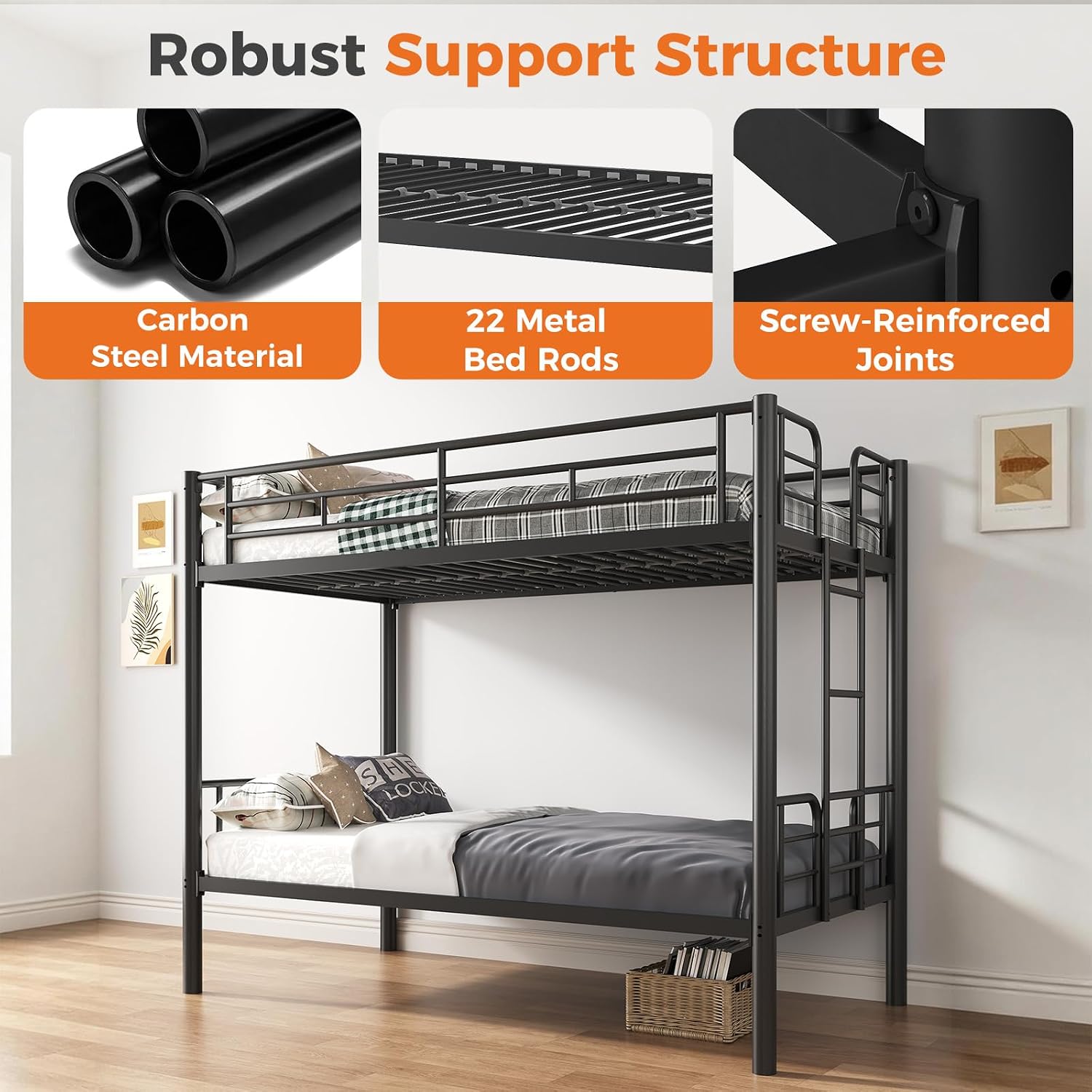 Detalle 2 de Sweetcrispy Twin-over-Twin Metal Bunk Bed