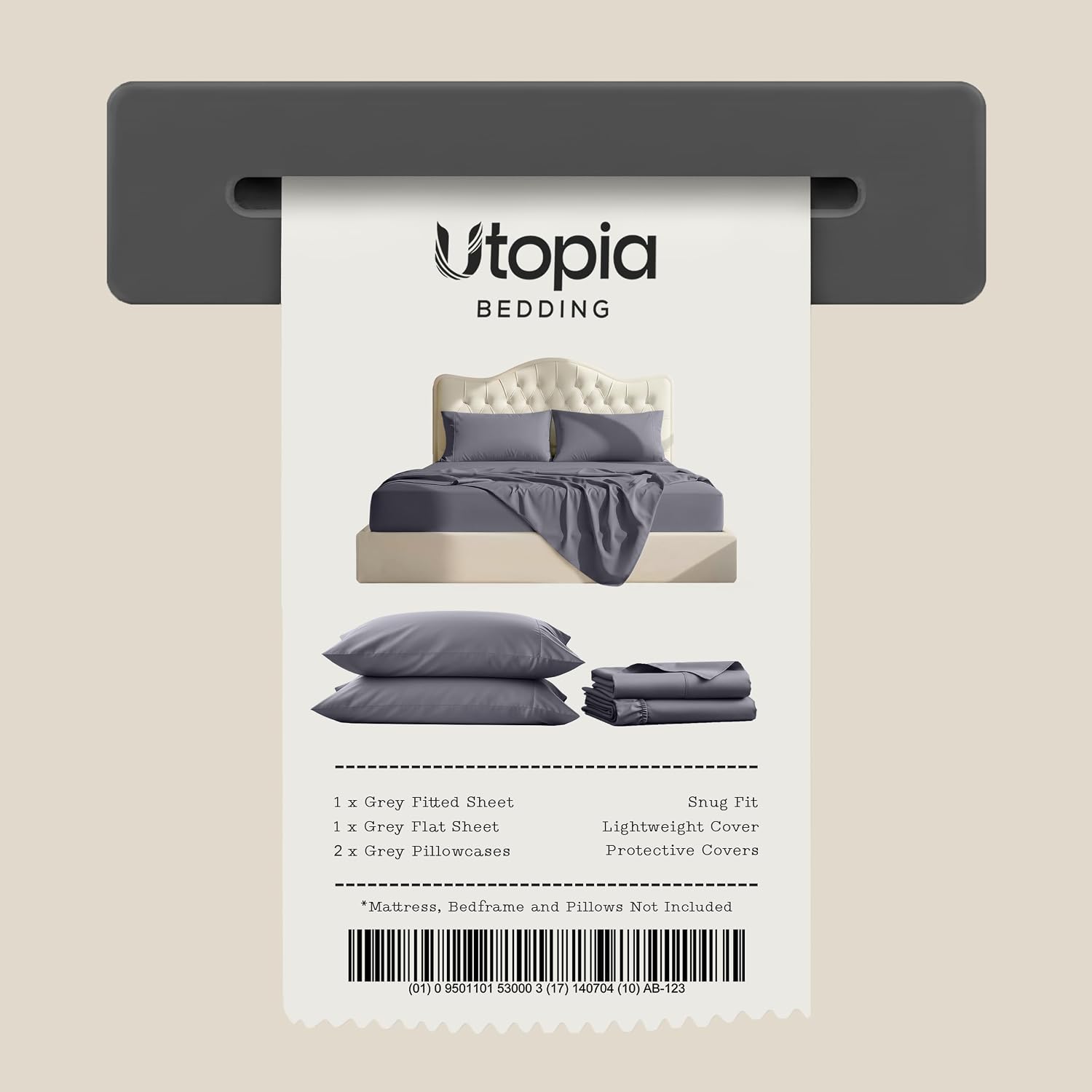 Thumbnail 6 de Utopia Bedding – 2 komplety pościeli King z mikrofibry, szare, szczotkowane