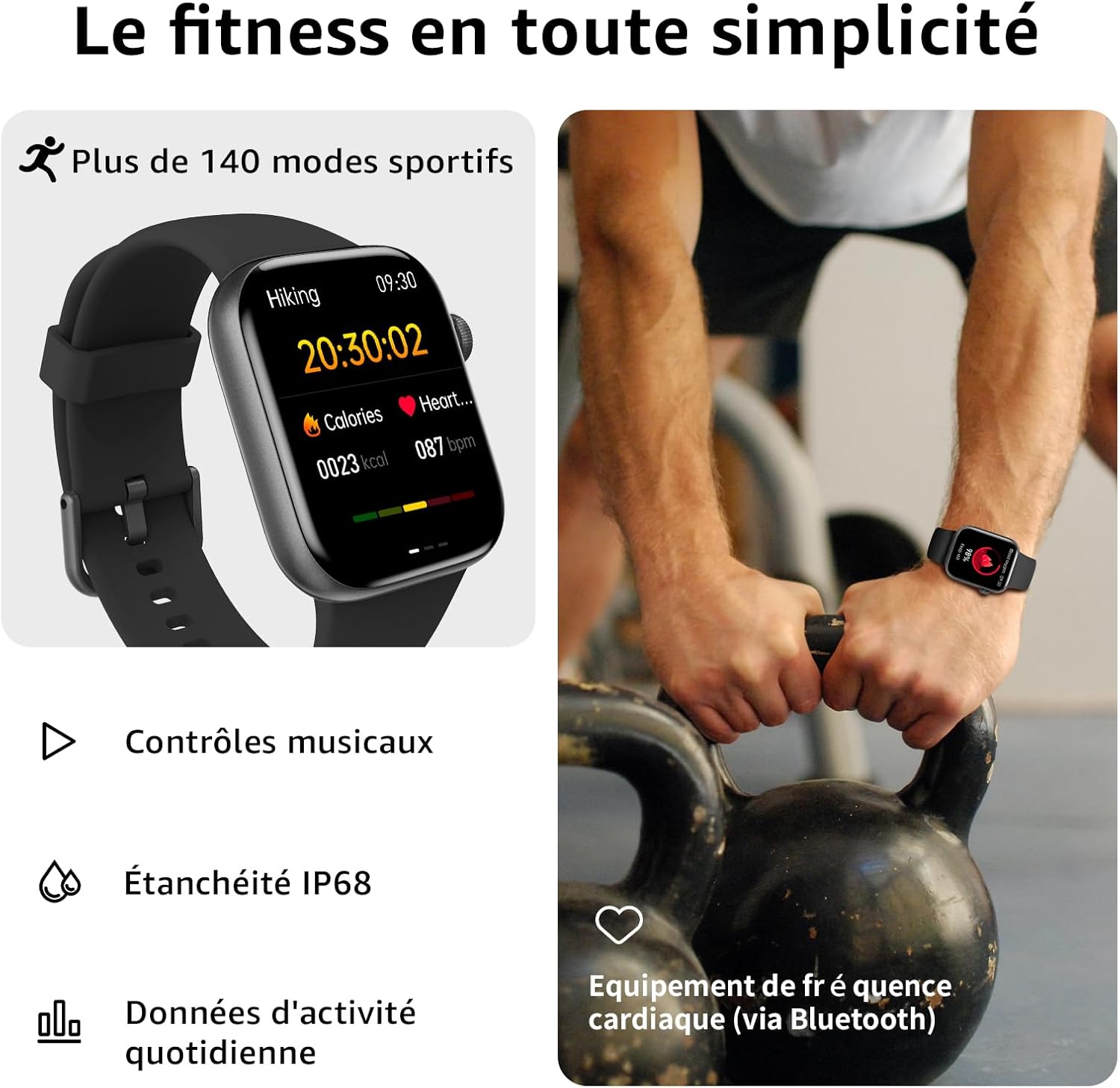 Thumbnail 2 de AcclaFit AcclaFit Montre connectée Homme/Femme écran 1,85" HD avec appels Bluetooth, sport et suivi santé IP68