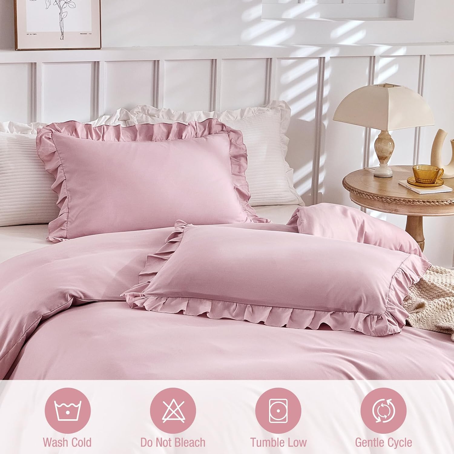 Thumbnail 2 de Tokokimo Pink Super King Duvet Set 3pc with Ruffle Design