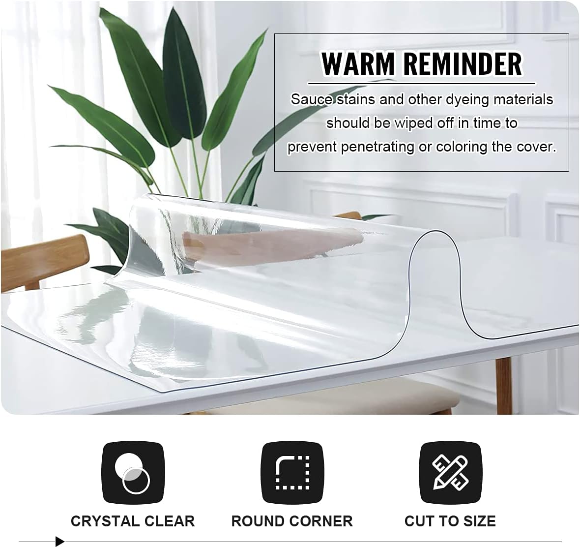 Detalle 2 de Royhom Clear Table Cover Protector 14 x 36 in PVC table mat