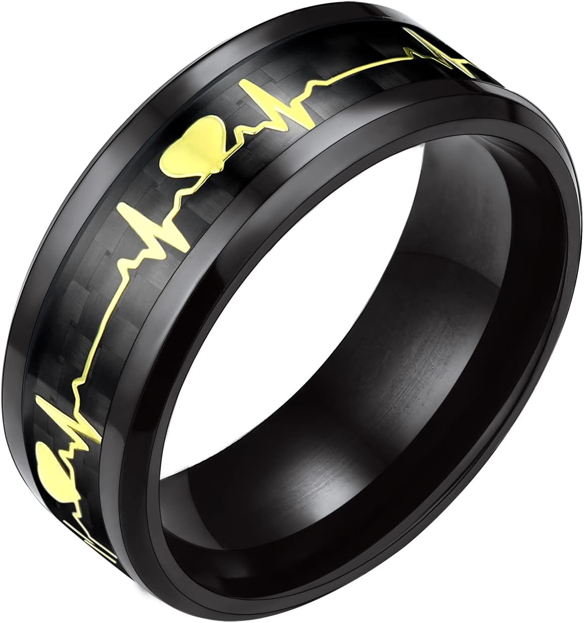 Detalle de PROSTEEL Bague Homme 8mm acier inoxydable fibre carbone
