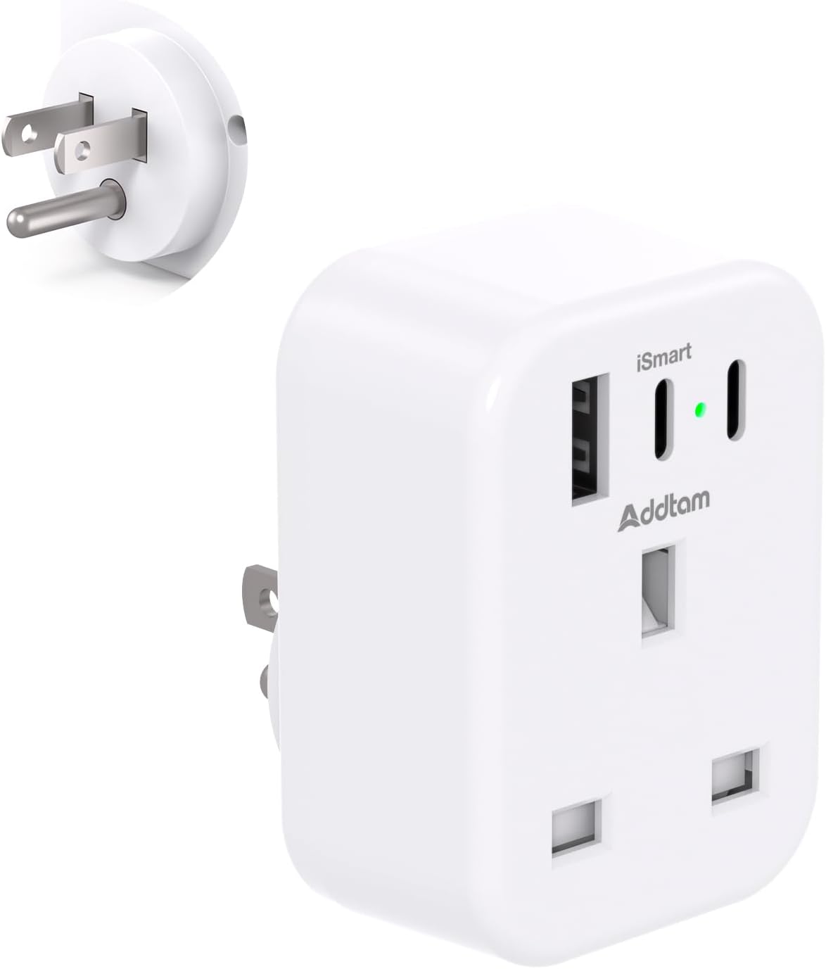 Detalle de UK to USA Plug Adaptor with USB Ports 4-in-1