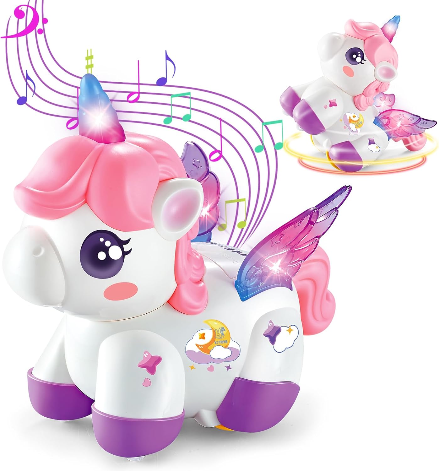 Detalle de RUIDYA Unicorn Toy Girl Car: Rechargeable 360° Stunt Rotation Car for Toddlers