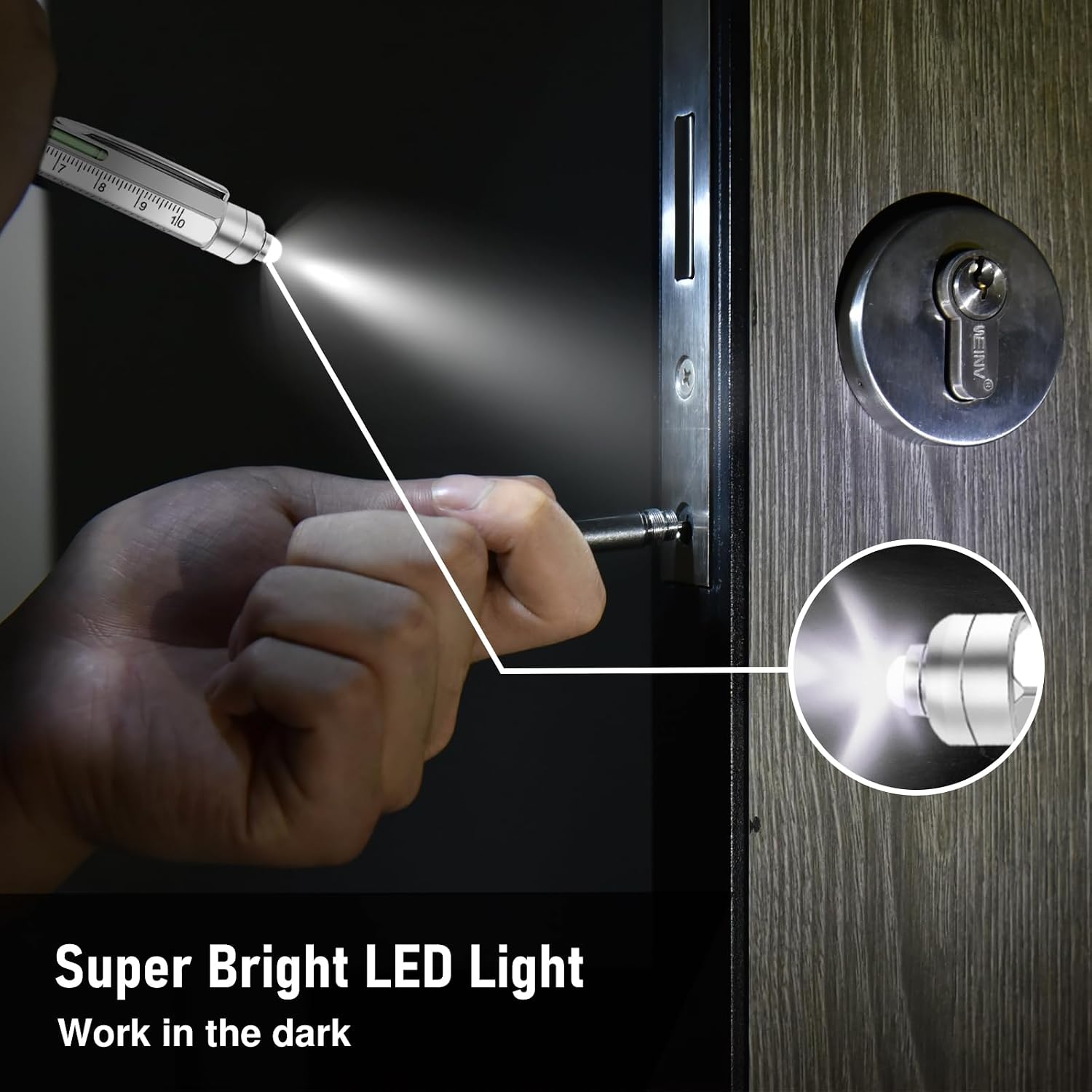 Detalle 2 de KEZKALS LP0058-SL-SET 9-in-1 Multitool Pen with LED and Aluminum Body