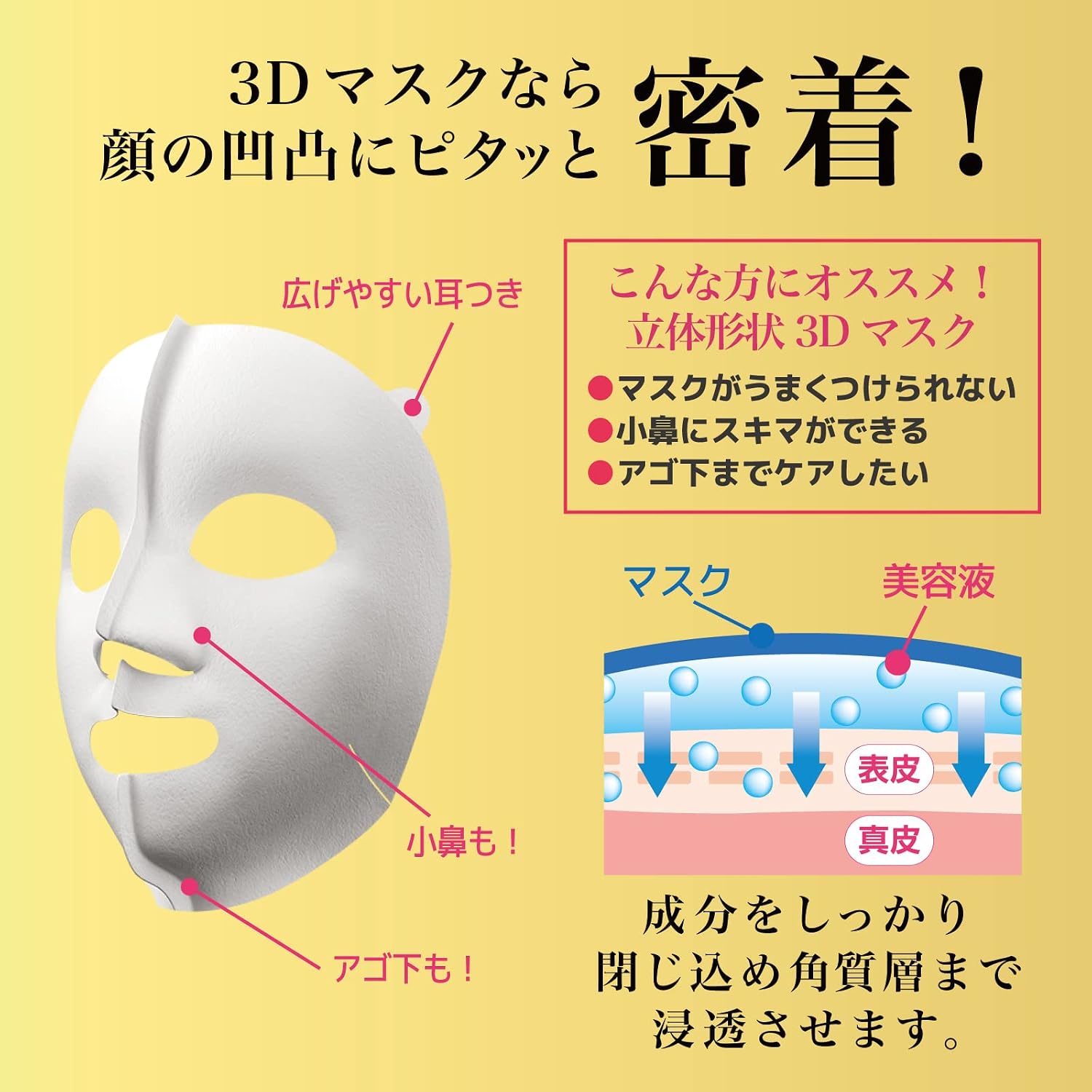 Detalle de 肌美精 超浸透3Dマスク 超もっちり シートマスク 4枚×3セット ヒアルロン酸配合