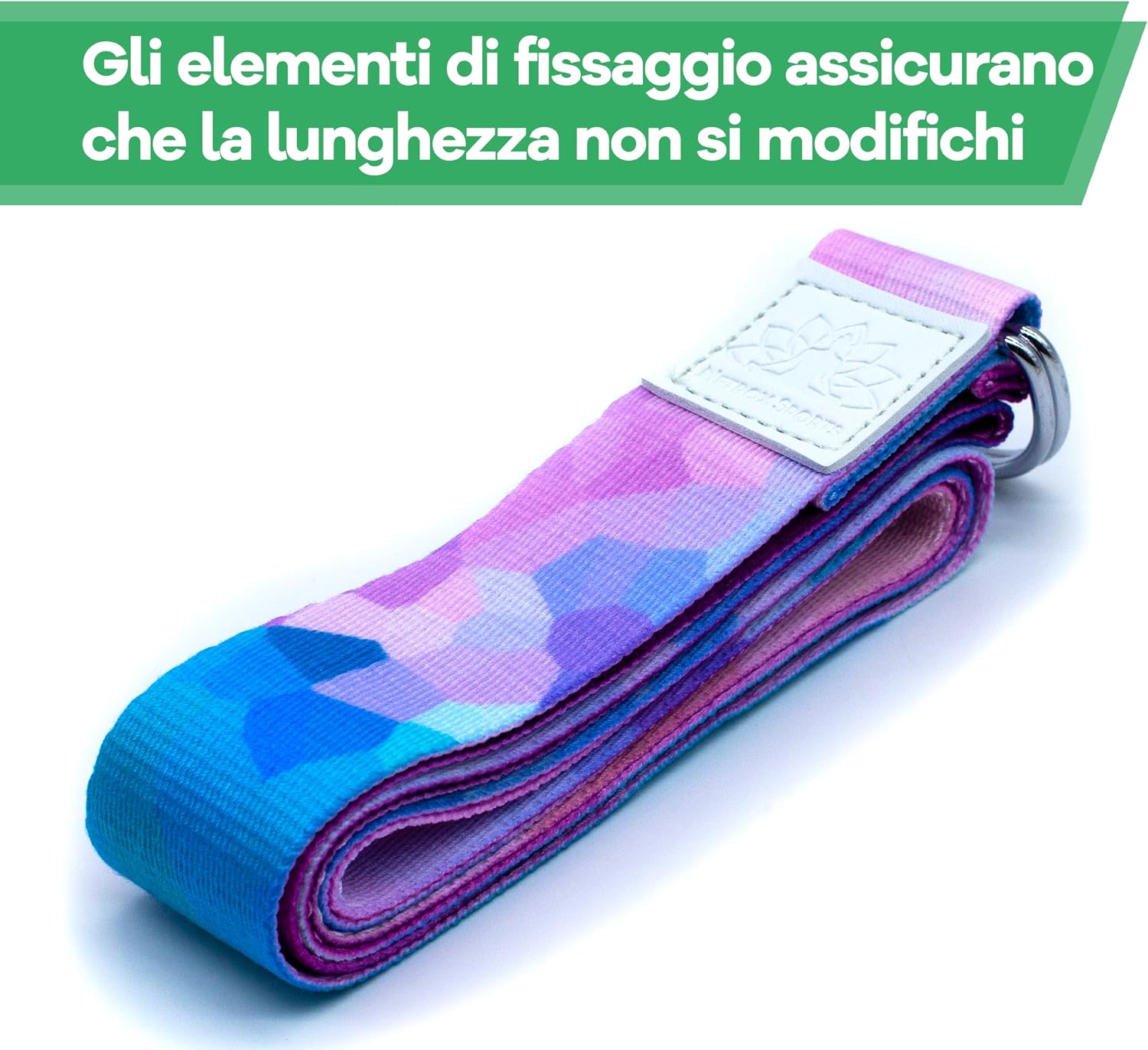 Detalle de NetroxSports® Cinghia Yoga Cotone – Cinghie Yoga per allungamento (240 cm) con chiusura in metallo