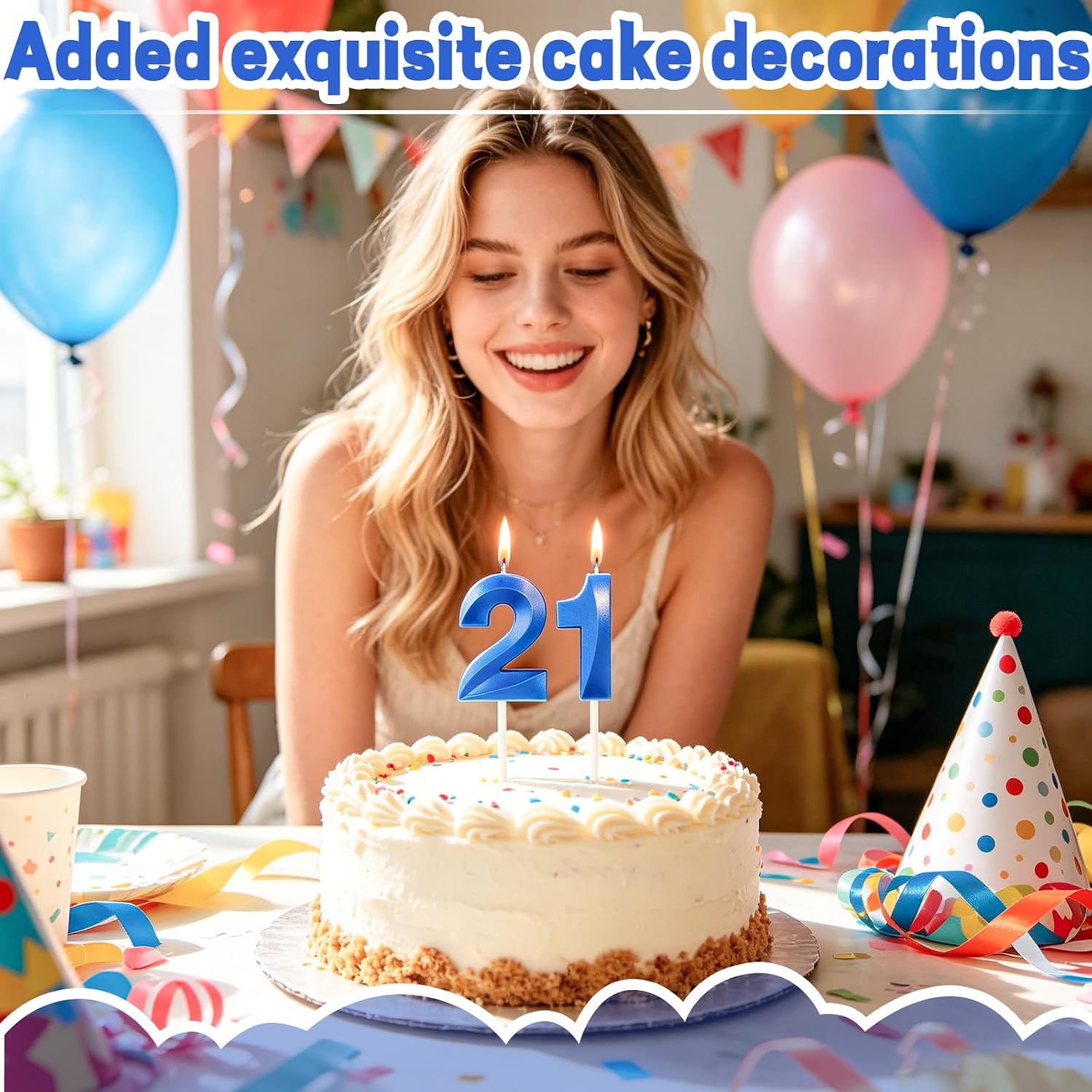 Thumbnail 4 de Yiran 3D Birthday Candles – Royal Blue 56th Candle (2-Piece Set)