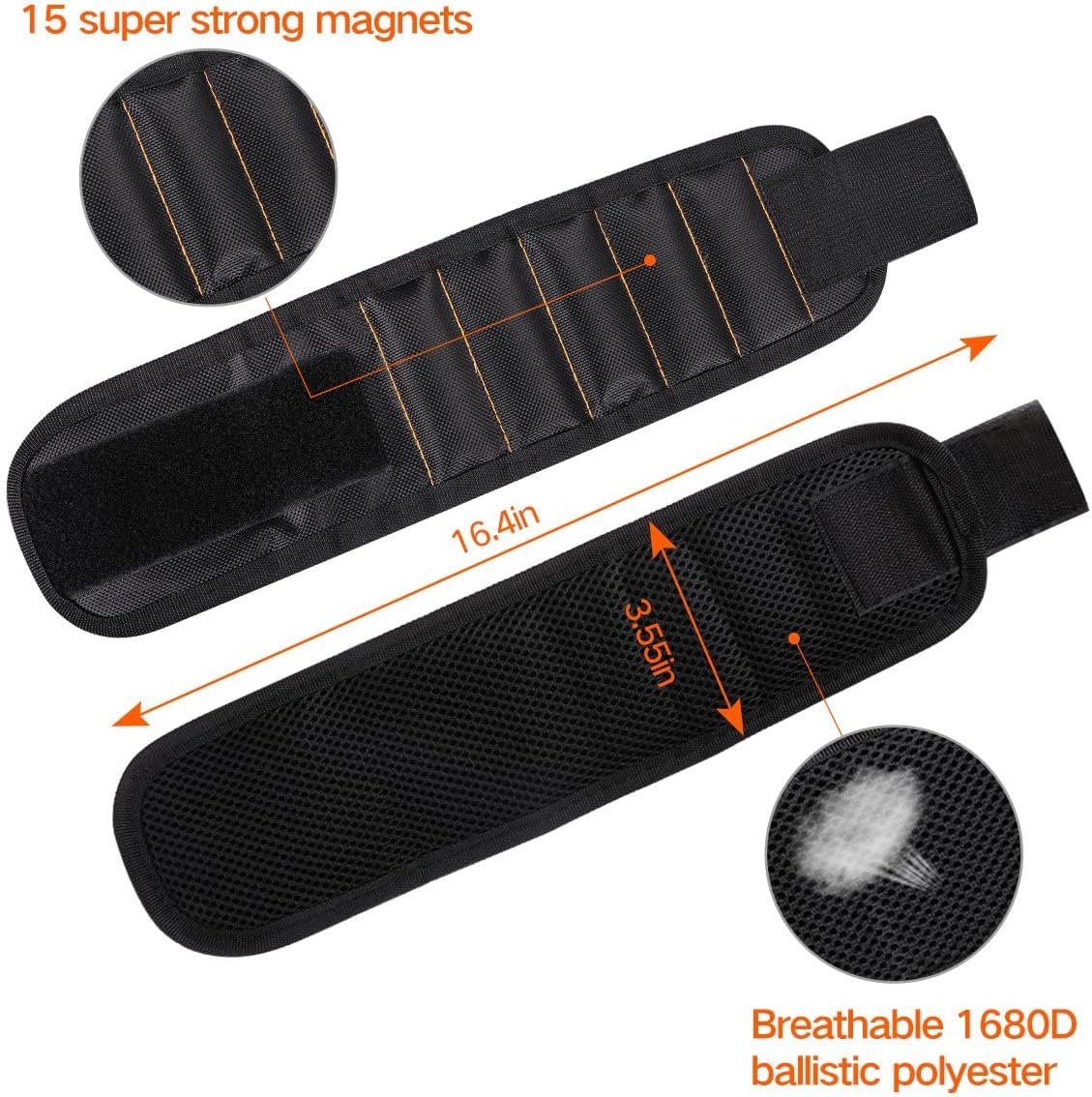 Thumbnail 2 de LATME bracciale magnetico con 15 magneti per tenere viti, chiodi e punte durante il fai-da-te