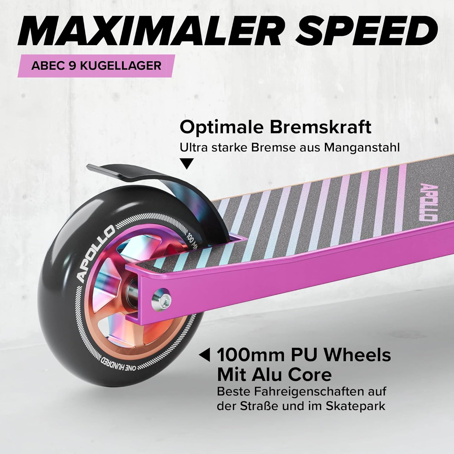 Detalle de Apollo Stunt Scooter Genius Pro – robuster Freestyle-Scooter für Kinder ab 6