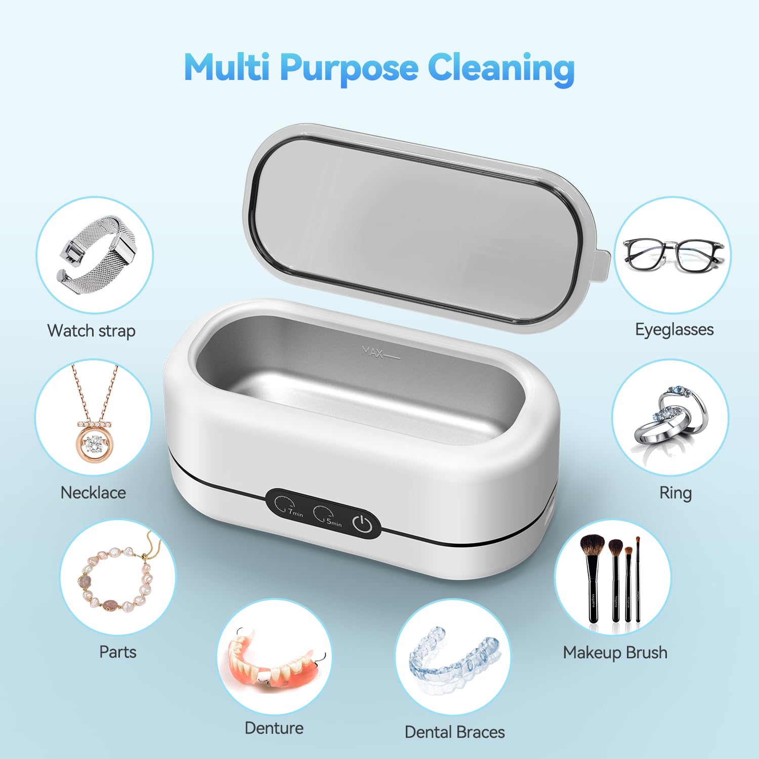 Detalle de BYASKZIV Ultrasonic Cleaner 48kHz for Jewelry