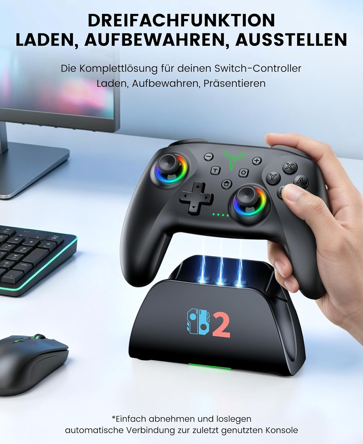 Thumbnail 5 de BEBONCOOL HOTS Switch Controller mit Ladestation – Pro Controller für Switch 2/Switch/OLED/Lite