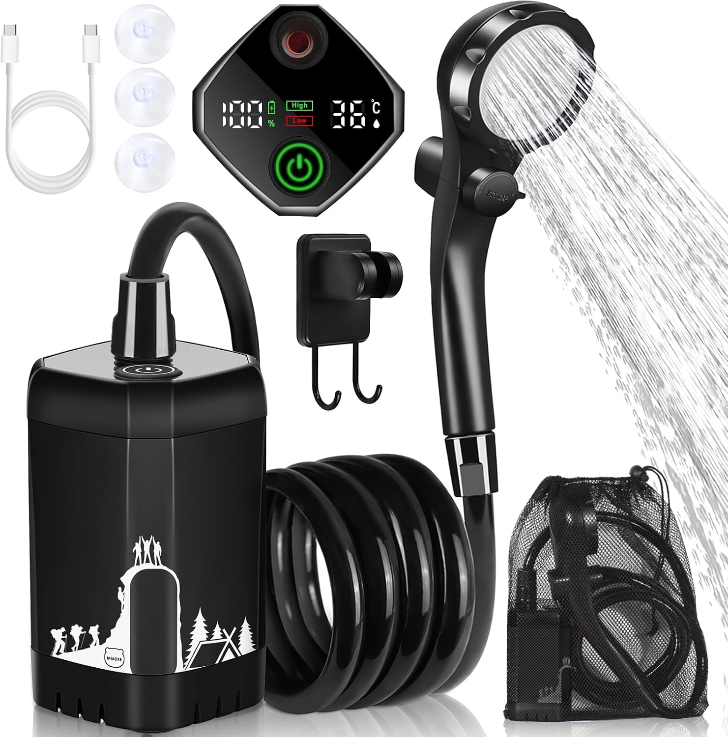 Detalle de MIAOKE Portable Camping Shower 7800mAh