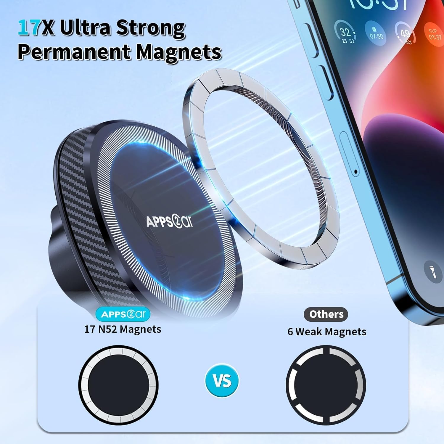 Thumbnail 2 de APPS2Car Support Magsafe 17 aimants