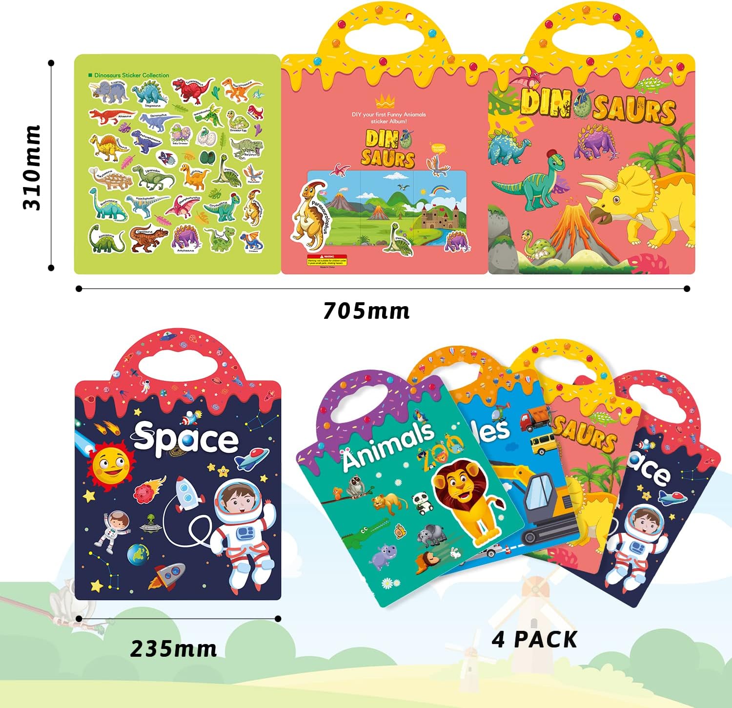 Thumbnail 4 de GUYUCOM 4 Pack Reusable Sticker Books – Educational Sticker Activity Set for 3+ Kids