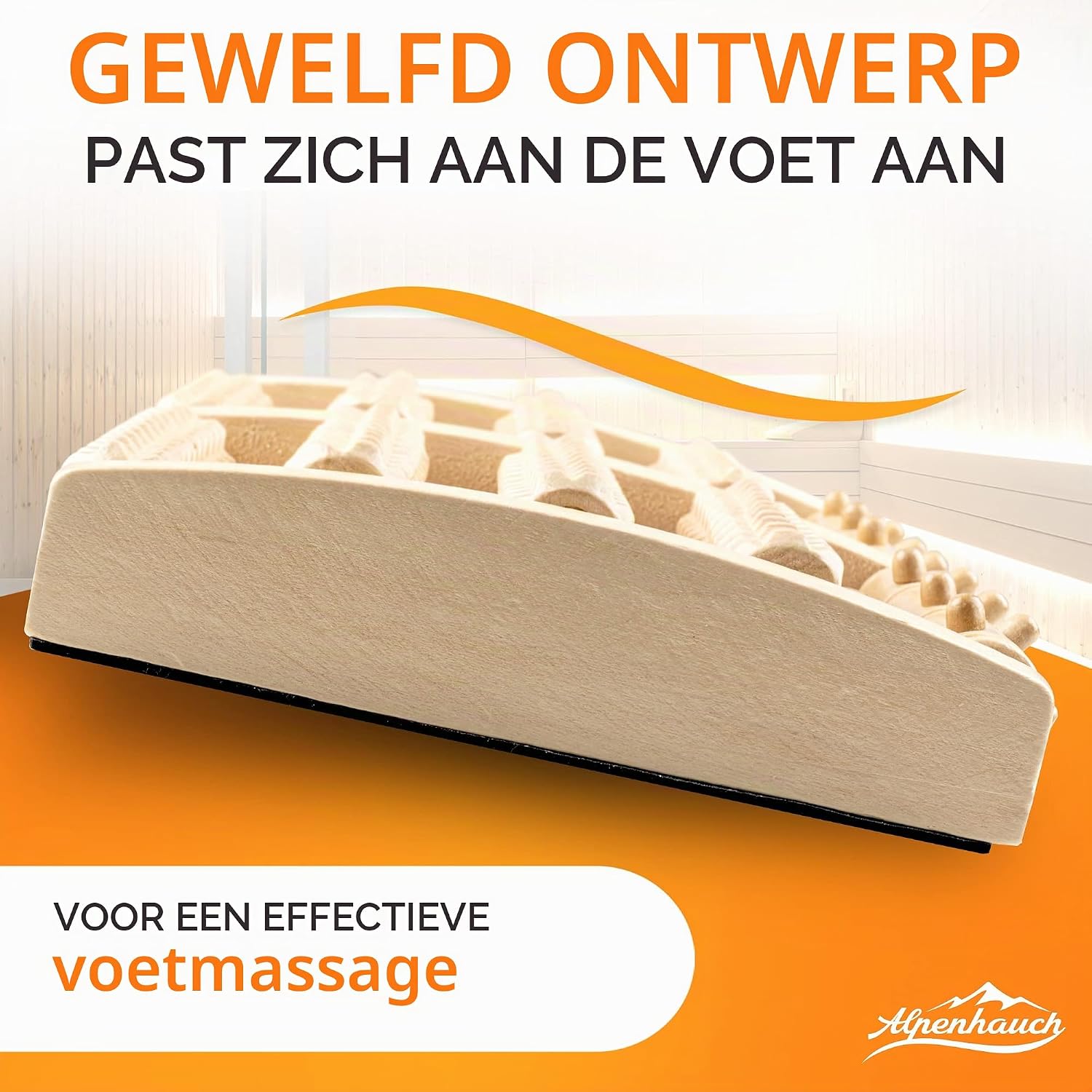 Detalle 2 de ALPENHAUCH ALP-FR1000-01 voetmassageroller van hout met noppen