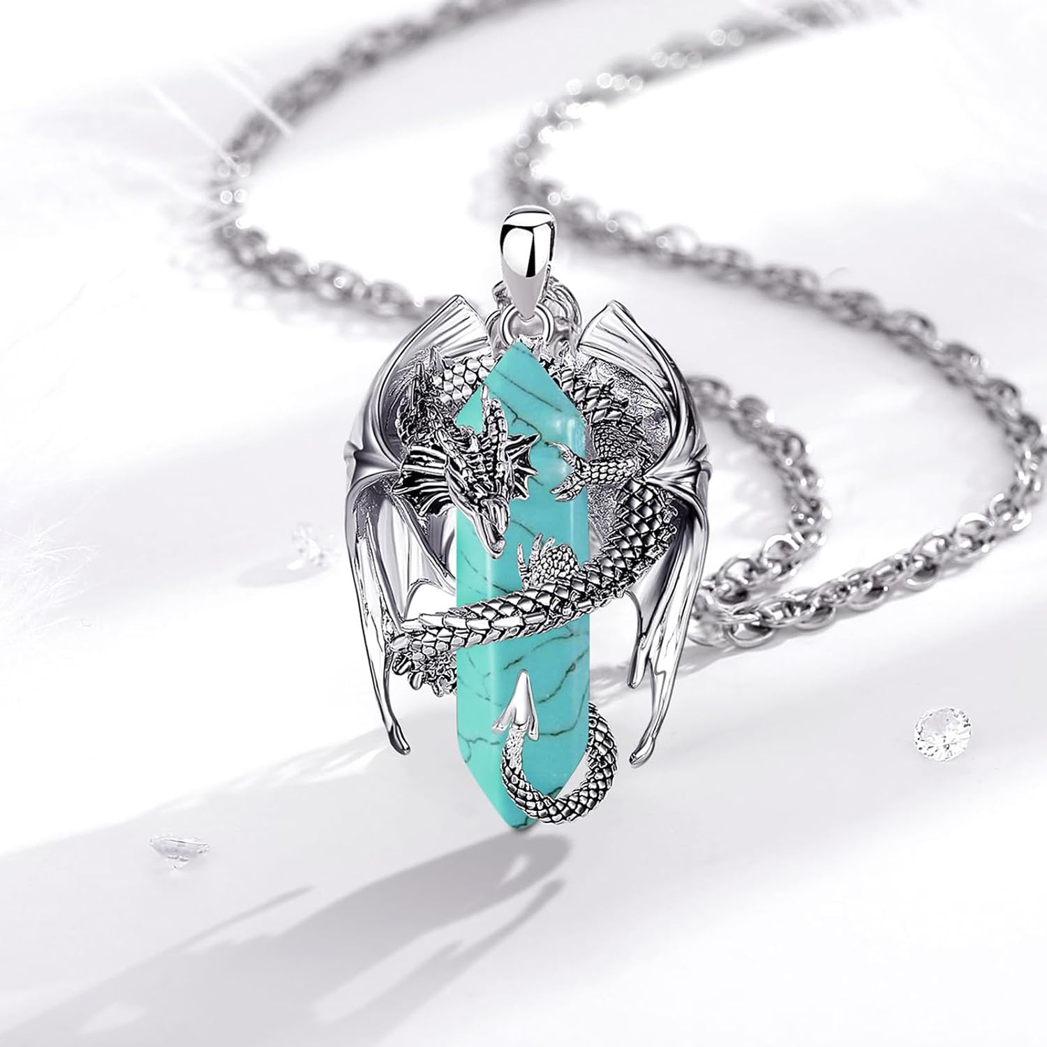 Thumbnail 1 de INFUSEU Kristall Drachen Kette Nordischer Drache