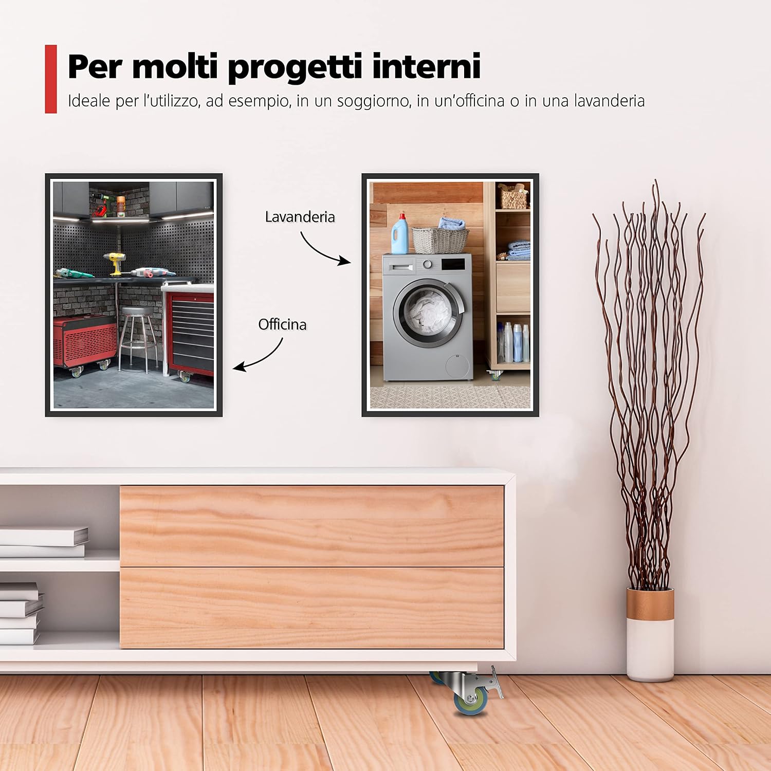 Thumbnail 3 de Set RAVN HAMAN di 4 ruote per mobili da 50 mm con freno, girevoli fino a 50 kg per ruota