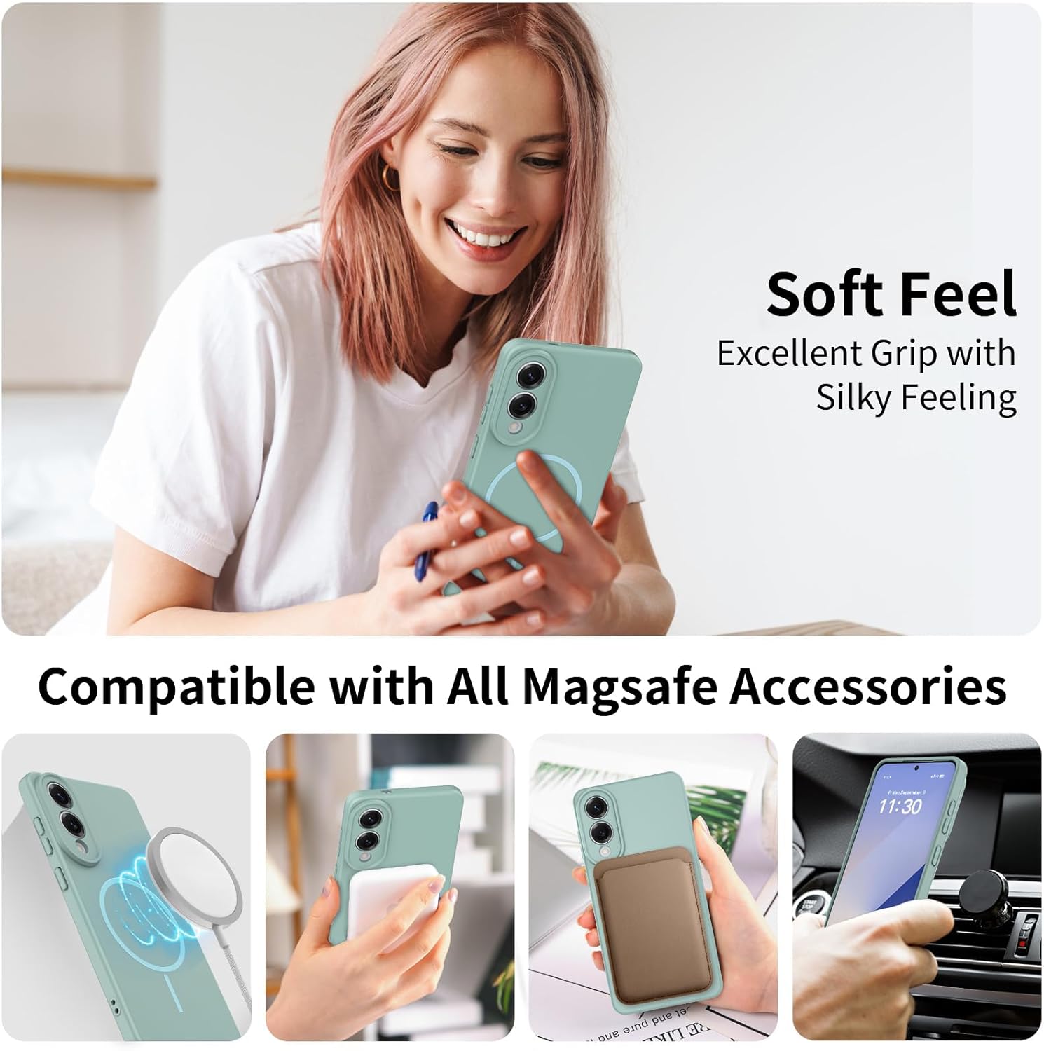 Detalle 2 de YIBAMI Magnetic Case for Samsung Galaxy S25 Edge with MagSafe – Soft Silicone, Anti-Slip Grip & Drop Protection