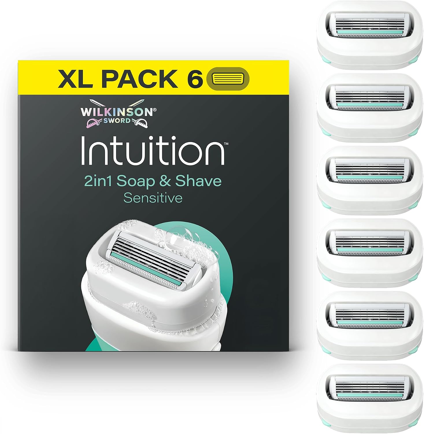 Detalle de Wilkinson Sword Intuition 2in1 Soap & Shave per pelli sensibili — 6 ricariche
