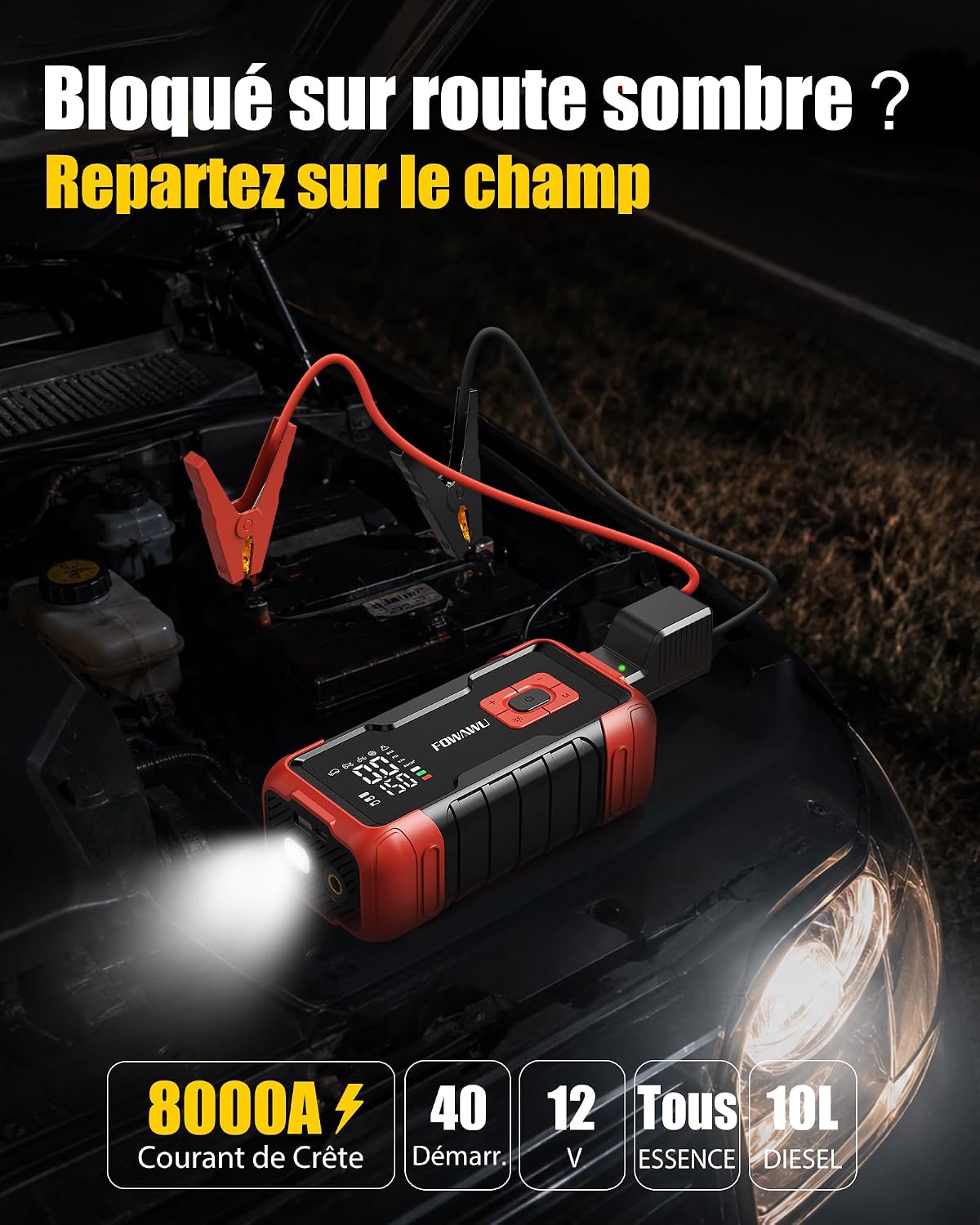 Thumbnail 1 de FOWAWU 8000 A starthulp met compressor, 26.800 mAh en 150 PSI